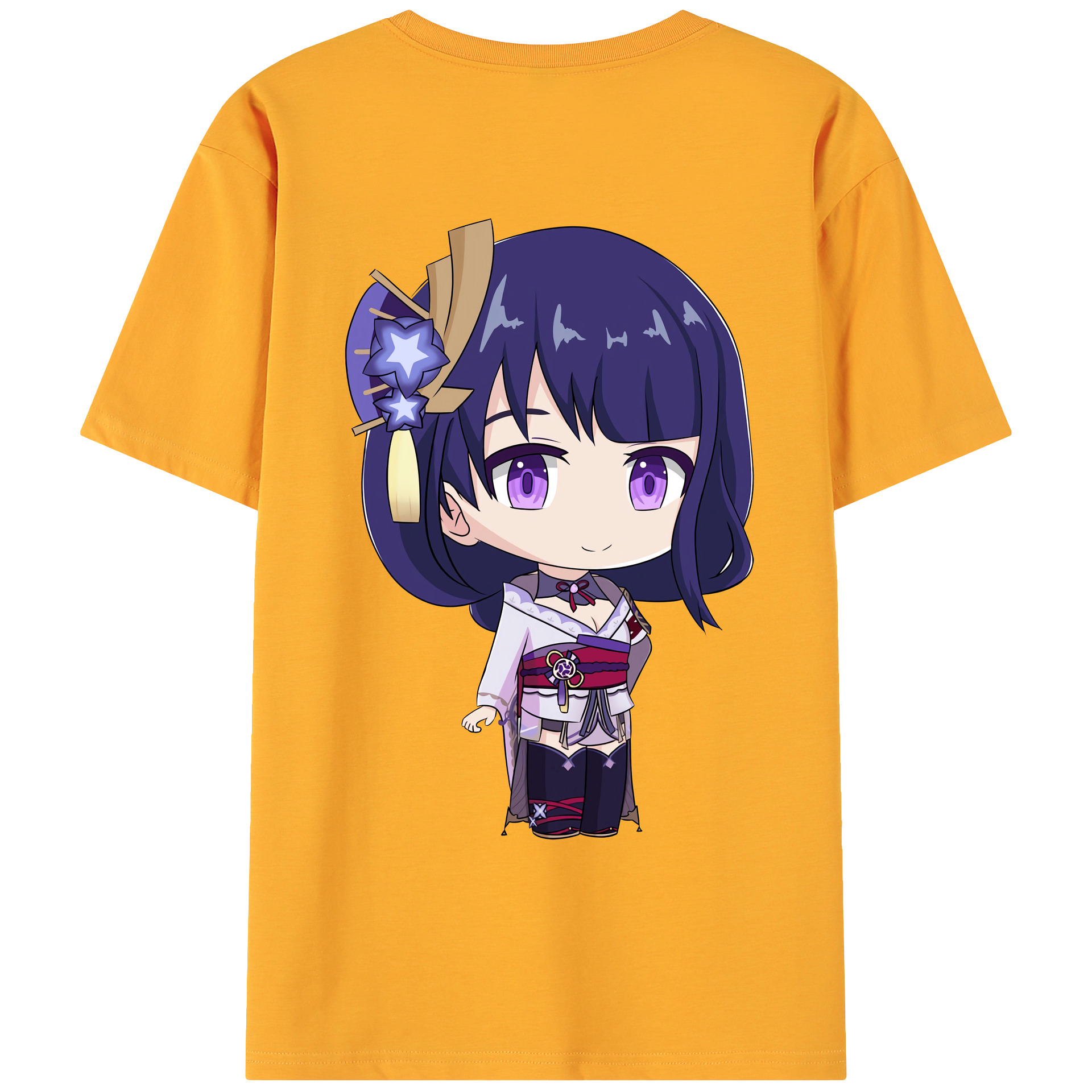 げんし神 雷電将軍 らいでんしょうぐん genshin Raiden Shogun 綿100％ メンズ半袖Tシャツ（バックプリント） 通気性