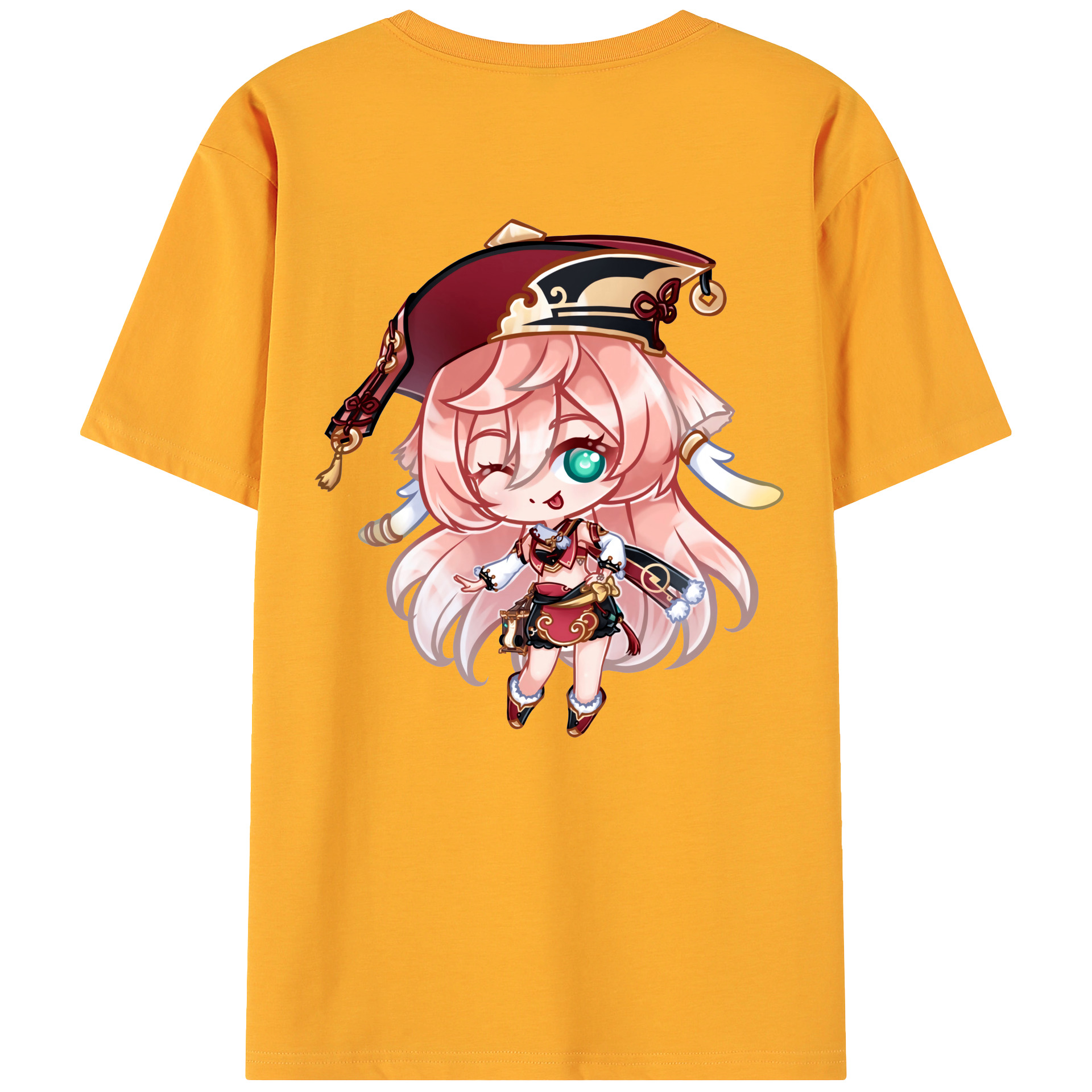 げんし神 ヤンフェイ genshin Yanfei 綿100％ メンズ半袖Tシャツ（バックプリント） 通気性