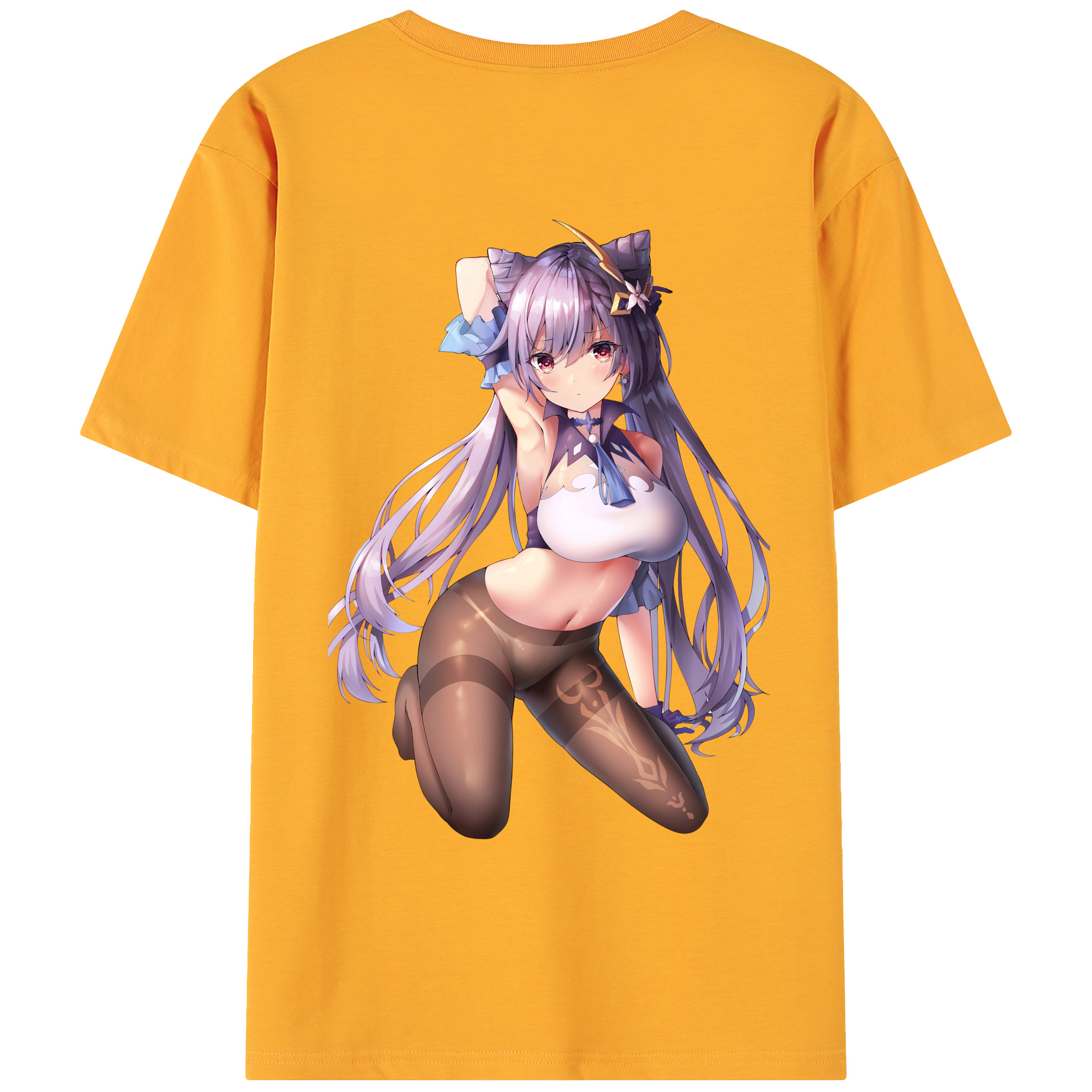 げんし神 刻晴 こくせい genshin Kokusei 綿100％ メンズ半袖Tシャツ（バックプリント） 通気性