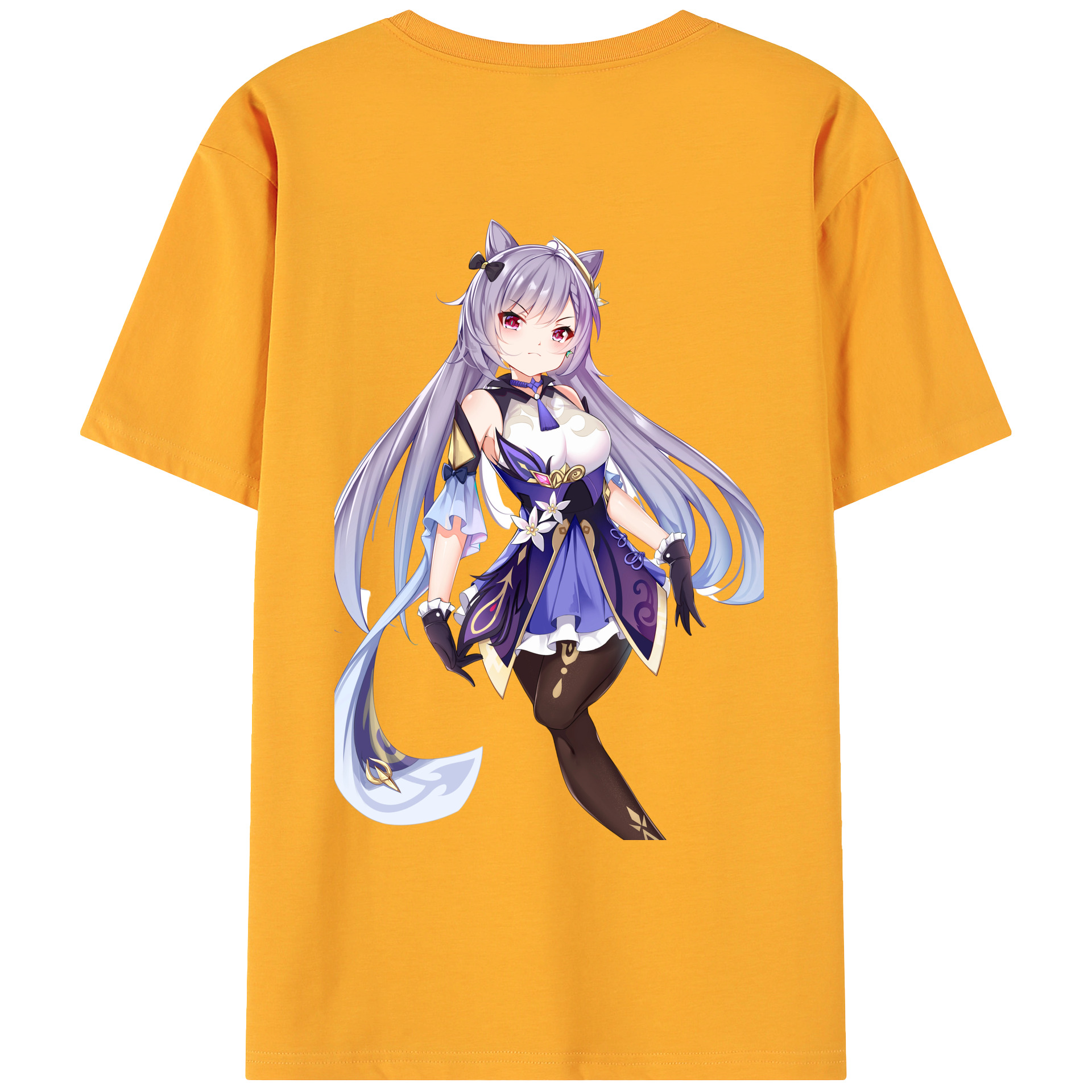 げんし神 刻晴 こくせい genshin Kokusei 綿100％ メンズ半袖Tシャツ（バックプリント） 通気性