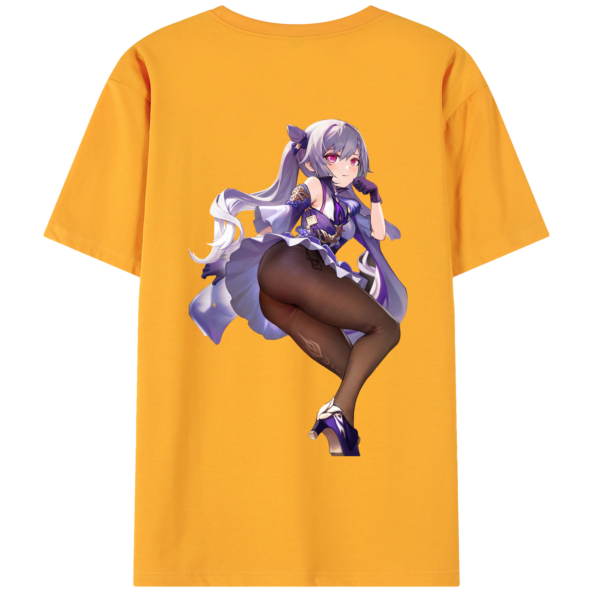げんし神 刻晴 こくせい genshin Kokusei 綿100％ メンズ半袖Tシャツ（バックプリント） 通気性