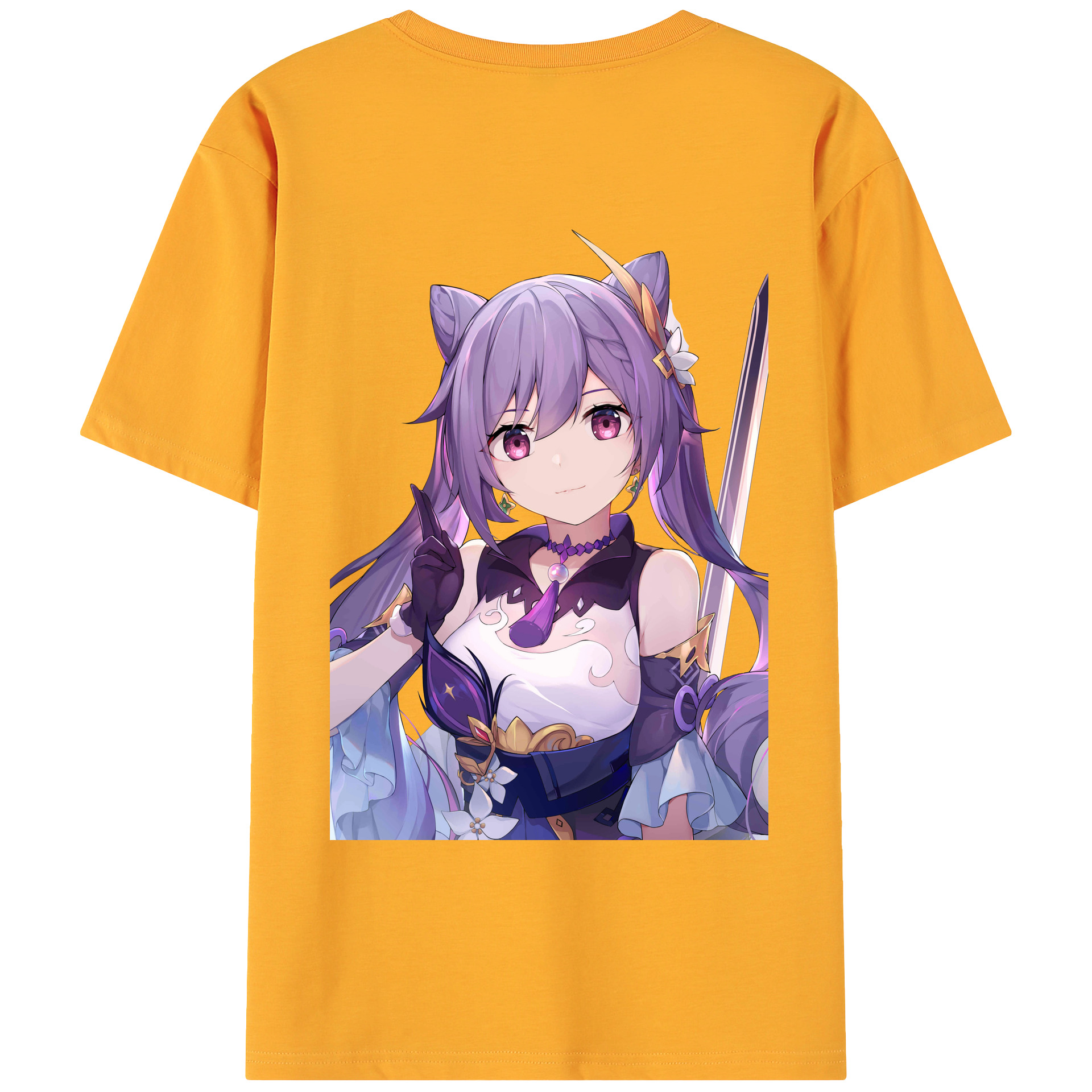 げんし神 刻晴 こくせい genshin Kokusei 綿100％ メンズ半袖Tシャツ（バックプリント） 通気性