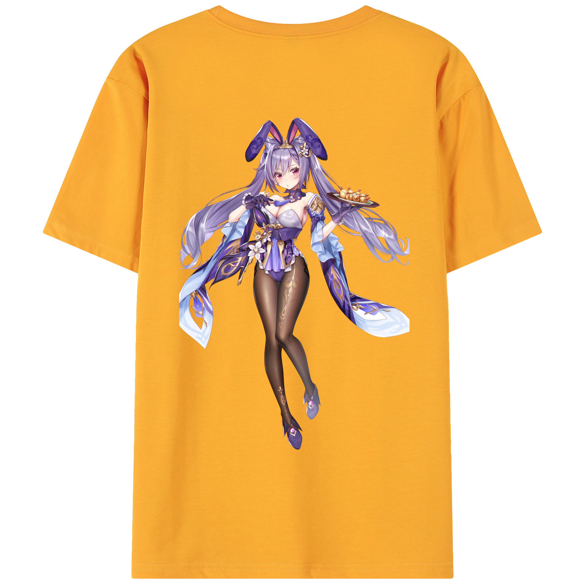 げんし神 刻晴 こくせい genshin Kokusei 綿100％ メンズ半袖Tシャツ（バックプリント） 通気性