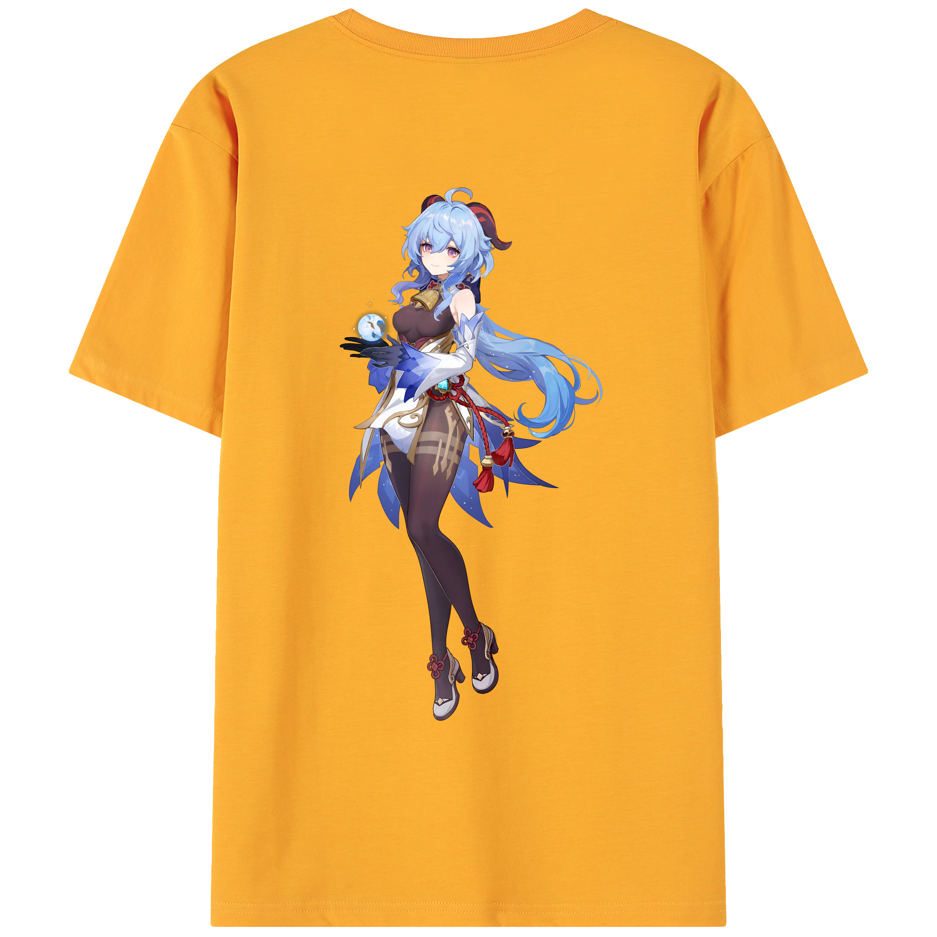 げんし神 甘雨 かんう genshin Ganyu 綿100％ メンズ半袖Tシャツ（バックプリント） 通気性