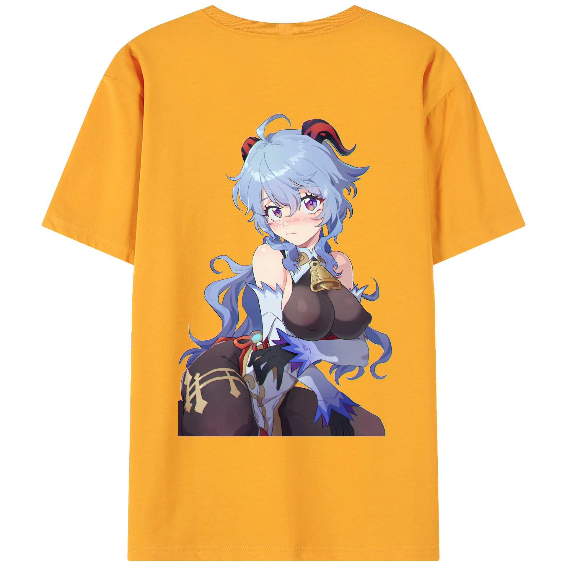げんし神 甘雨 かんう genshin Ganyu 綿100％ メンズ半袖Tシャツ（バックプリント） 通気性