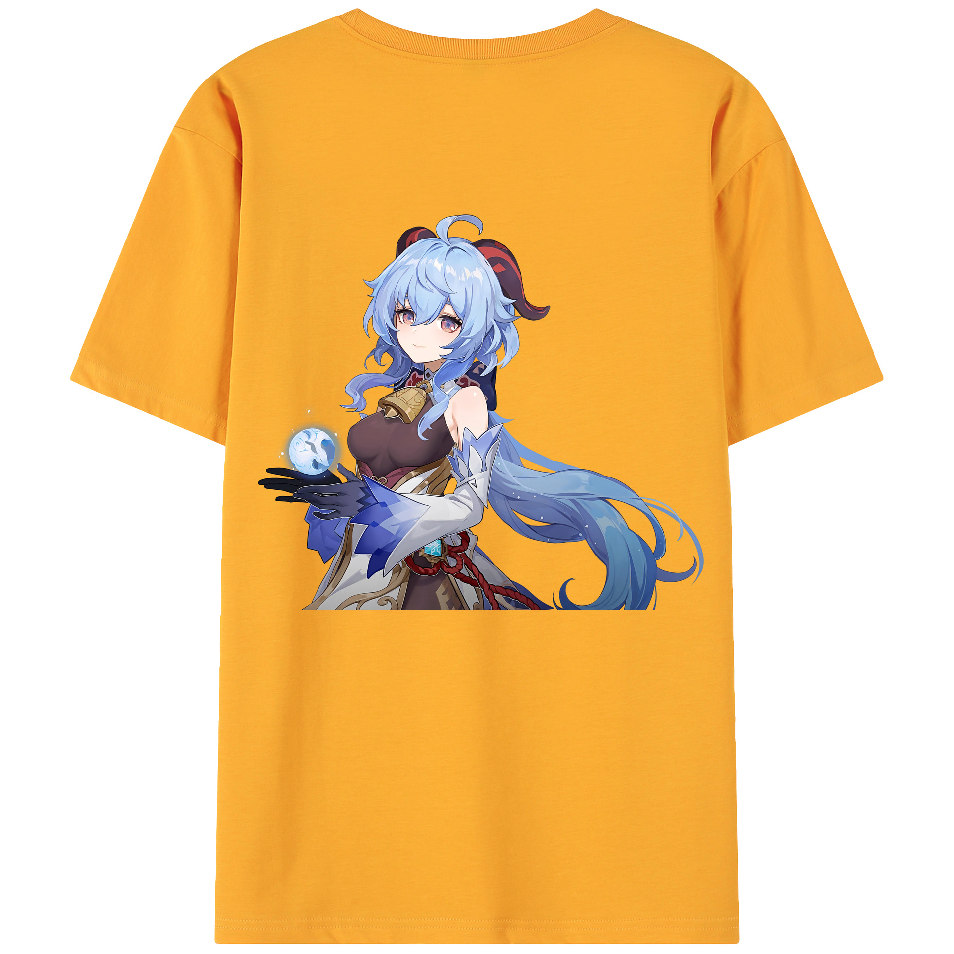 げんし神 甘雨 かんう genshin Ganyu 綿100％ メンズ半袖Tシャツ（バックプリント） 通気性