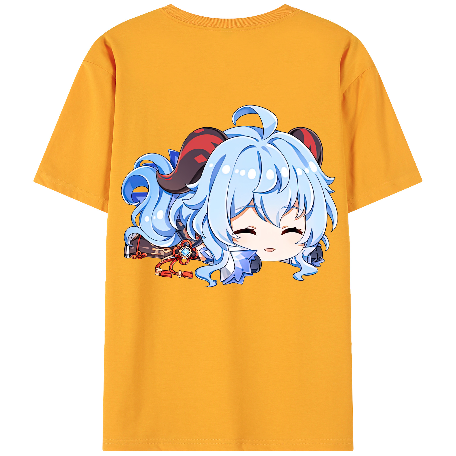 げんし神 甘雨 かんう genshin Ganyu 綿100％ メンズ半袖Tシャツ（バックプリント） 通気性