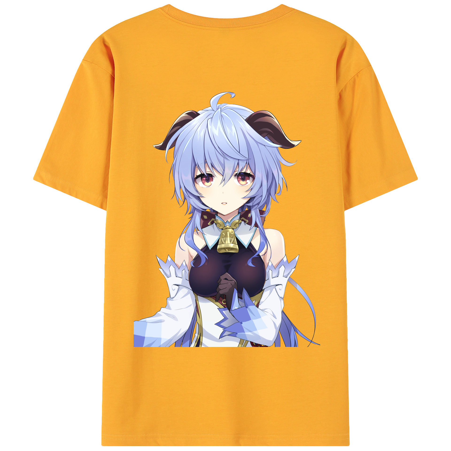 げんし神 甘雨 かんう genshin Ganyu 綿100％ メンズ半袖Tシャツ（バックプリント） 通気性