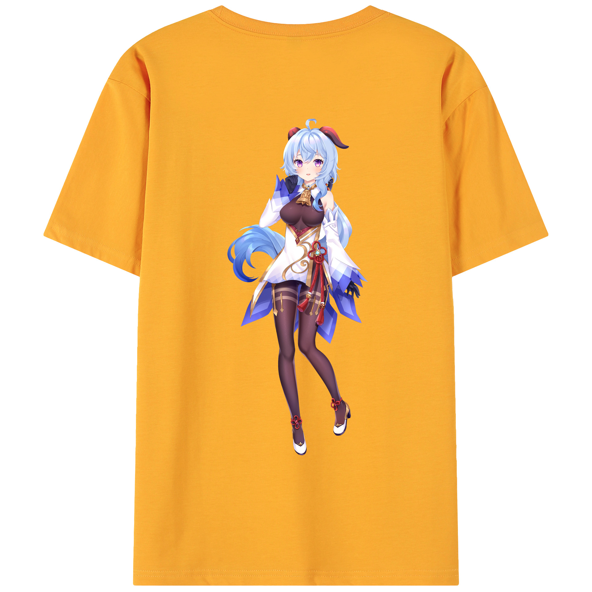 げんし神 甘雨 かんう genshin Ganyu 綿100％ メンズ半袖Tシャツ（バックプリント） 通気性