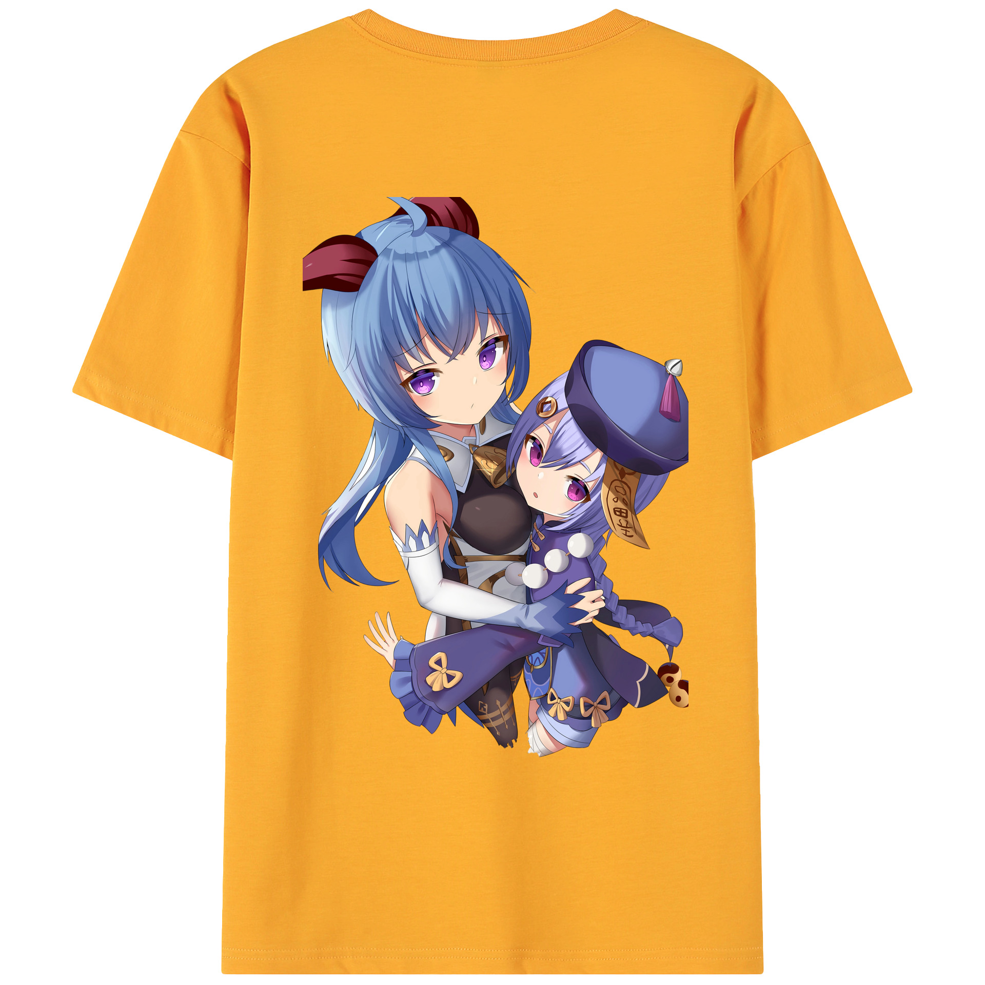 げんし神 甘雨 かんう genshin Ganyu 綿100％ メンズ半袖Tシャツ（バックプリント） 通気性