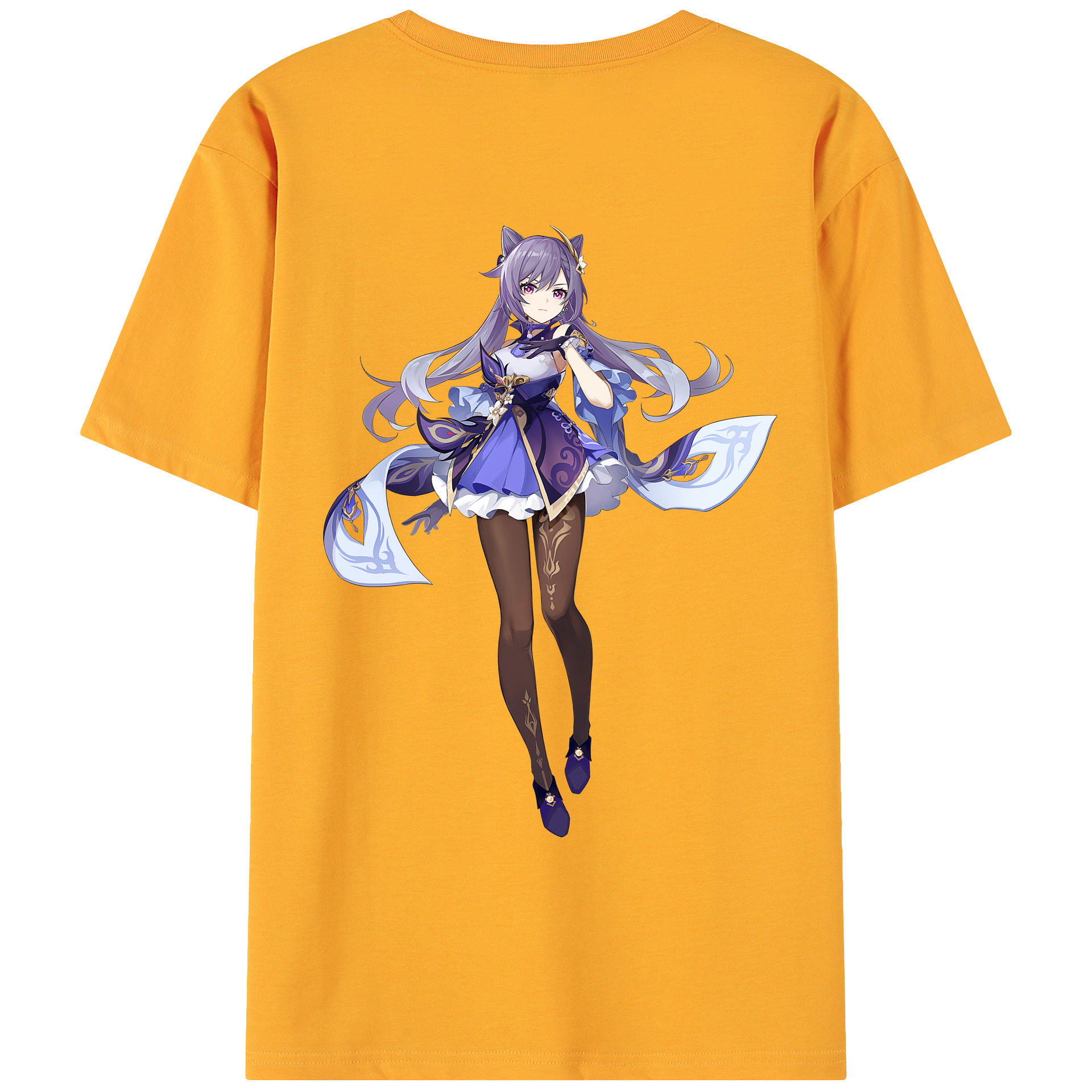 げんし神 刻晴 こくせい genshin Kokusei 綿100％ メンズ半袖Tシャツ（バックプリント） 通気性