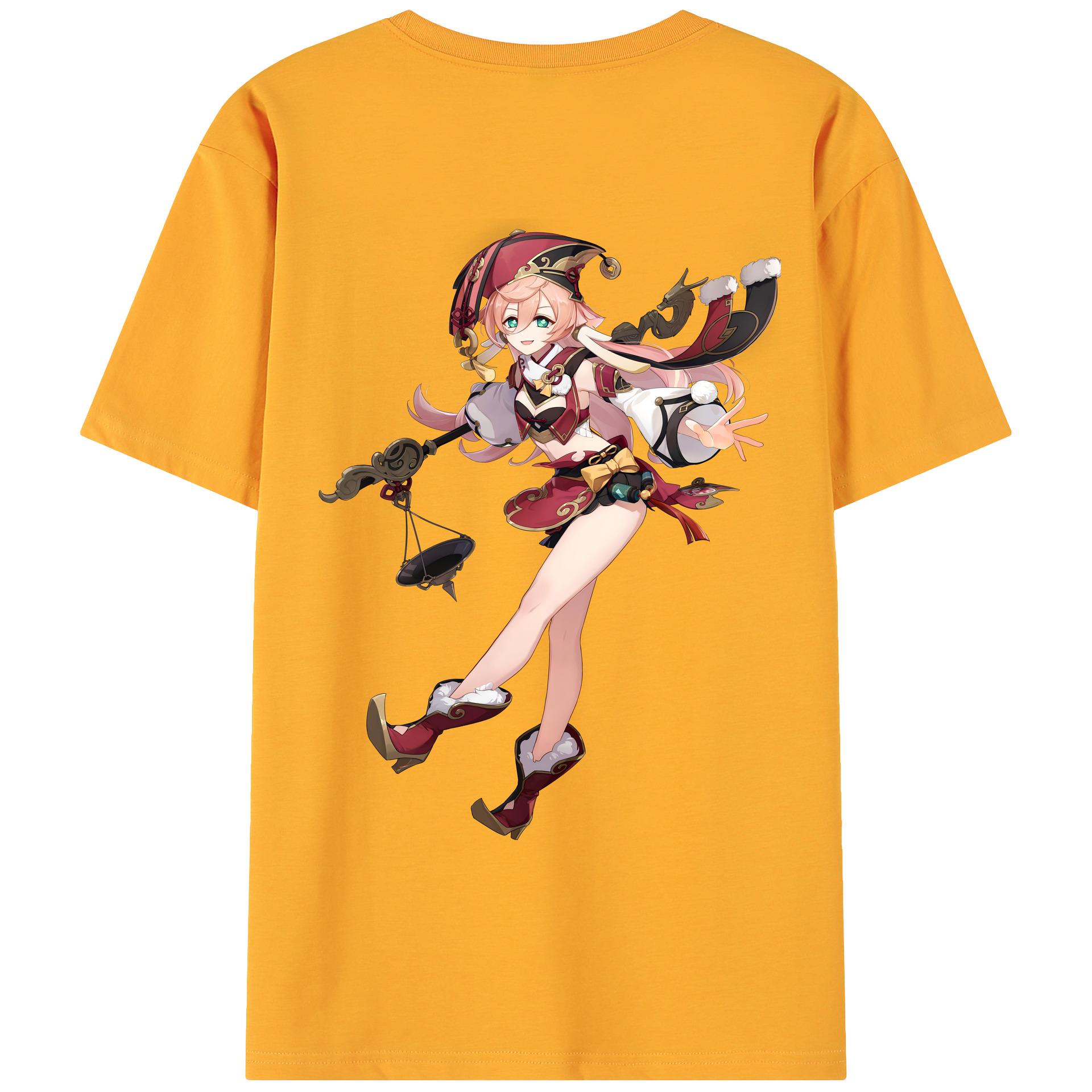 げんし神 ヤンフェイ genshin Yanfei 綿100％ メンズ半袖Tシャツ（バックプリント） 通気性