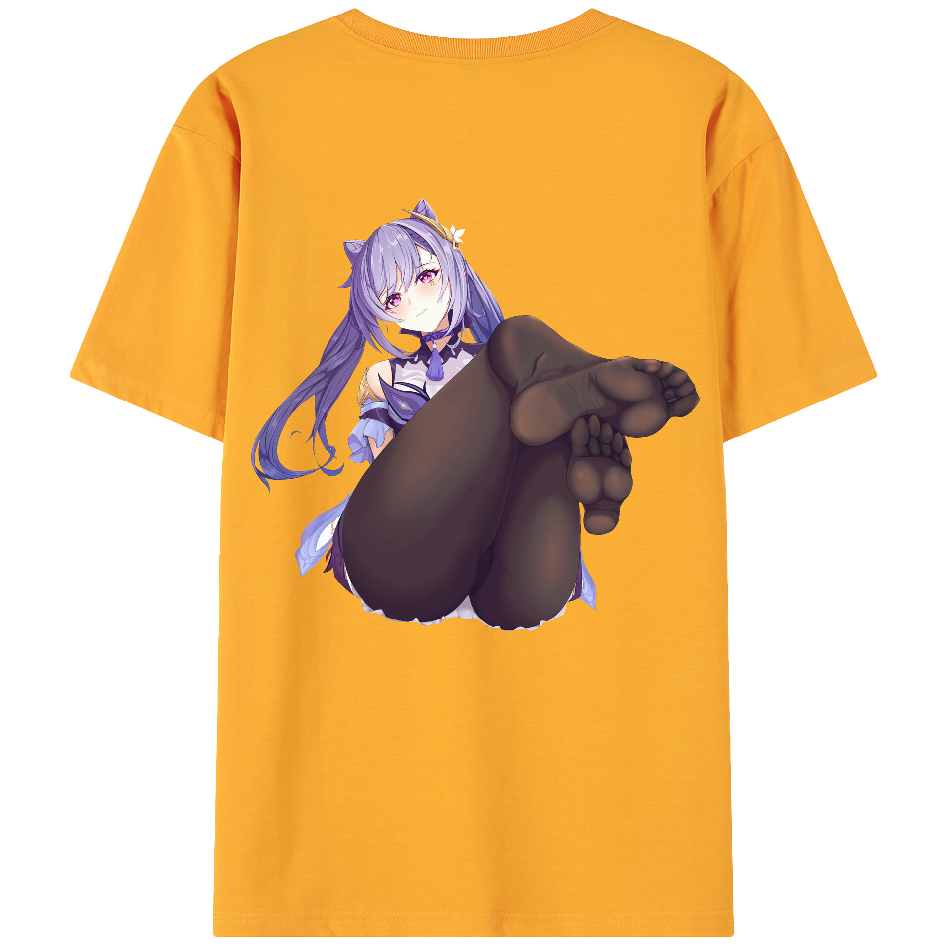 げんし神 刻晴 こくせい genshin Kokusei 綿100％ メンズ半袖Tシャツ（バックプリント） 通気性