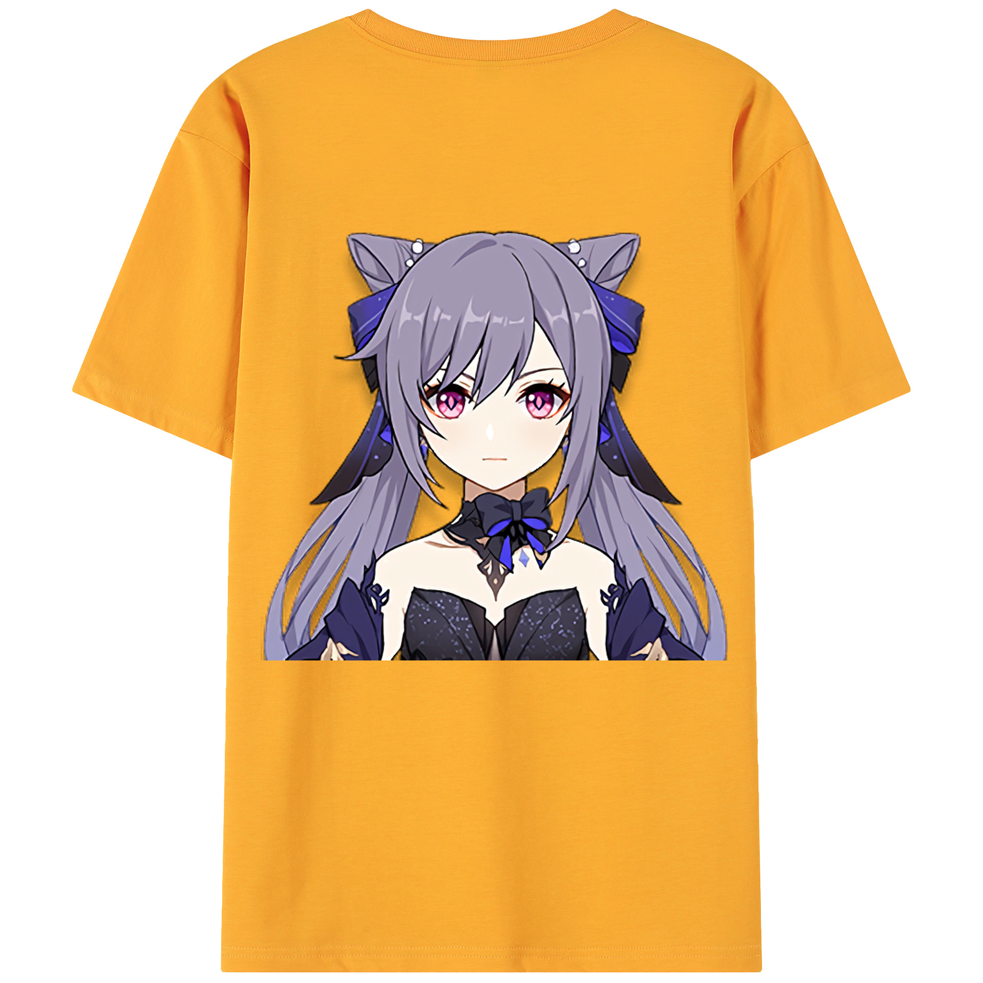 げんし神 刻晴 こくせい genshin Kokusei 綿100％ メンズ半袖Tシャツ（バックプリント） 通気性