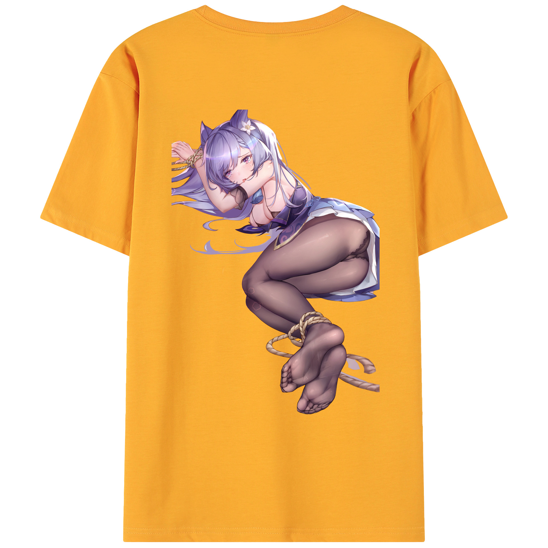 げんし神 刻晴 こくせい genshin Kokusei 綿100％ メンズ半袖Tシャツ（バックプリント） 通気性