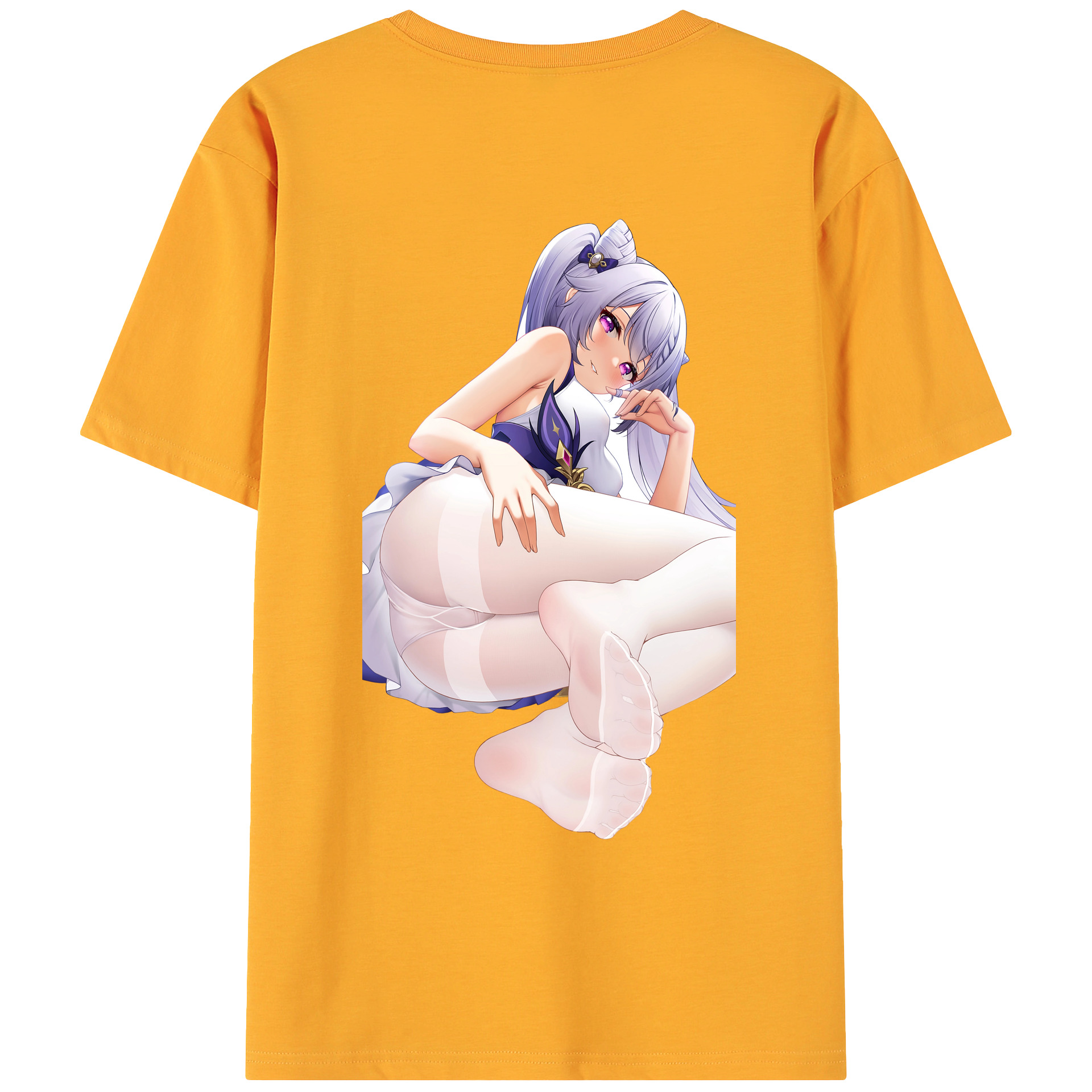 げんし神 刻晴 こくせい genshin Kokusei 綿100％ メンズ半袖Tシャツ（バックプリント） 通気性