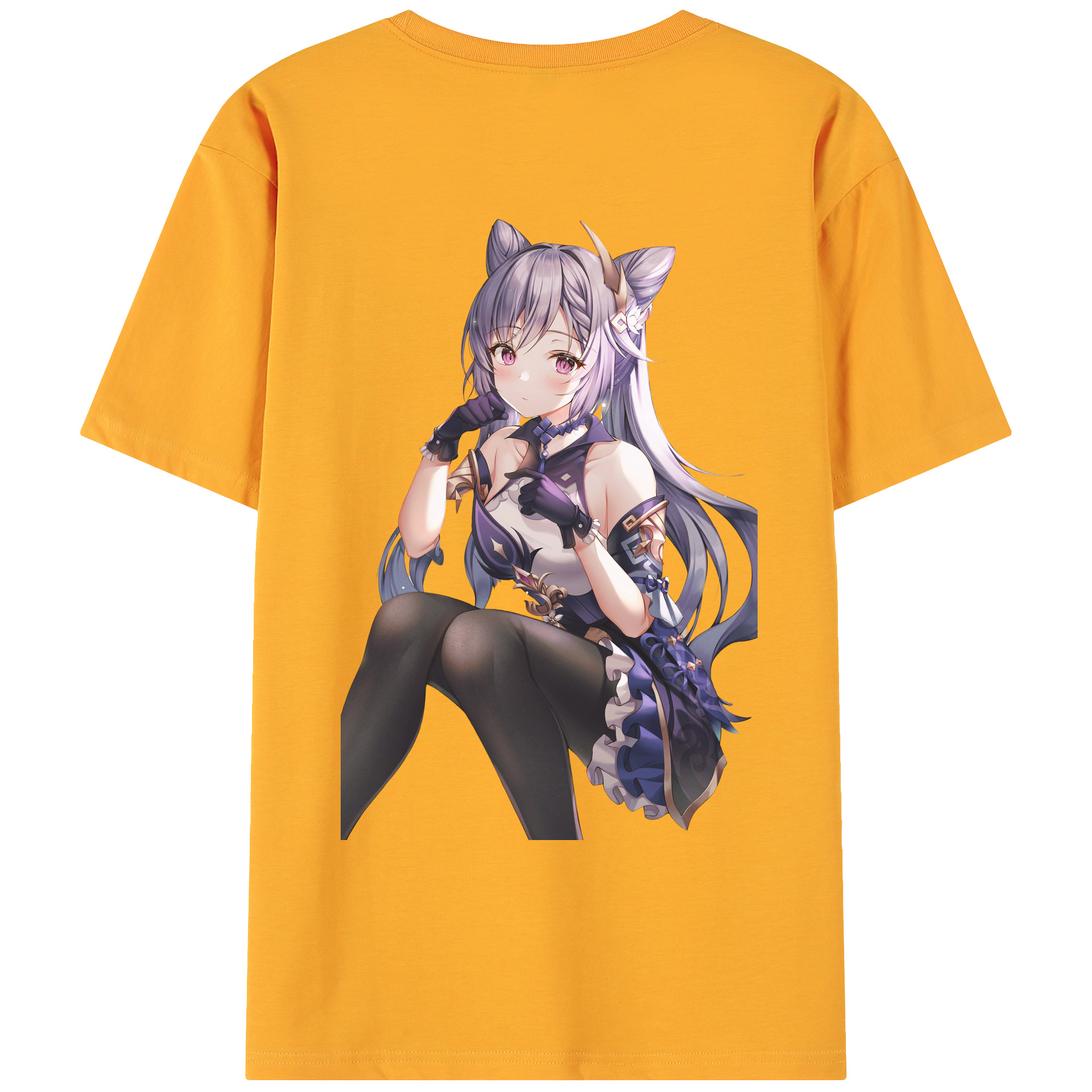 げんし神 刻晴 こくせい genshin Kokusei 綿100％ メンズ半袖Tシャツ（バックプリント） 通気性