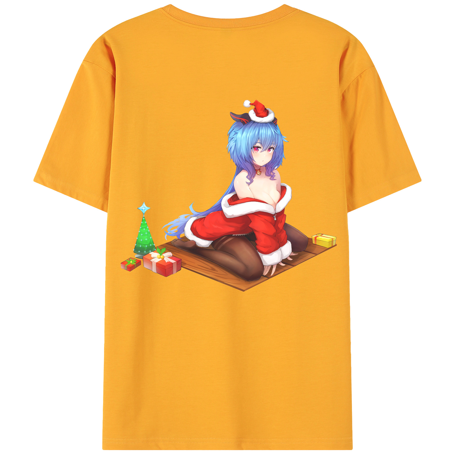 げんし神 甘雨 かんう genshin Ganyu 綿100％ メンズ半袖Tシャツ（バックプリント） 通気性