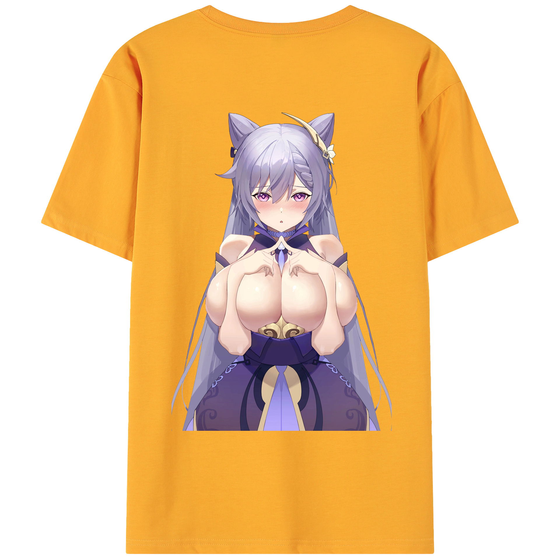 げんし神 刻晴 こくせい genshin Kokusei 綿100％ メンズ半袖Tシャツ（バックプリント） 通気性