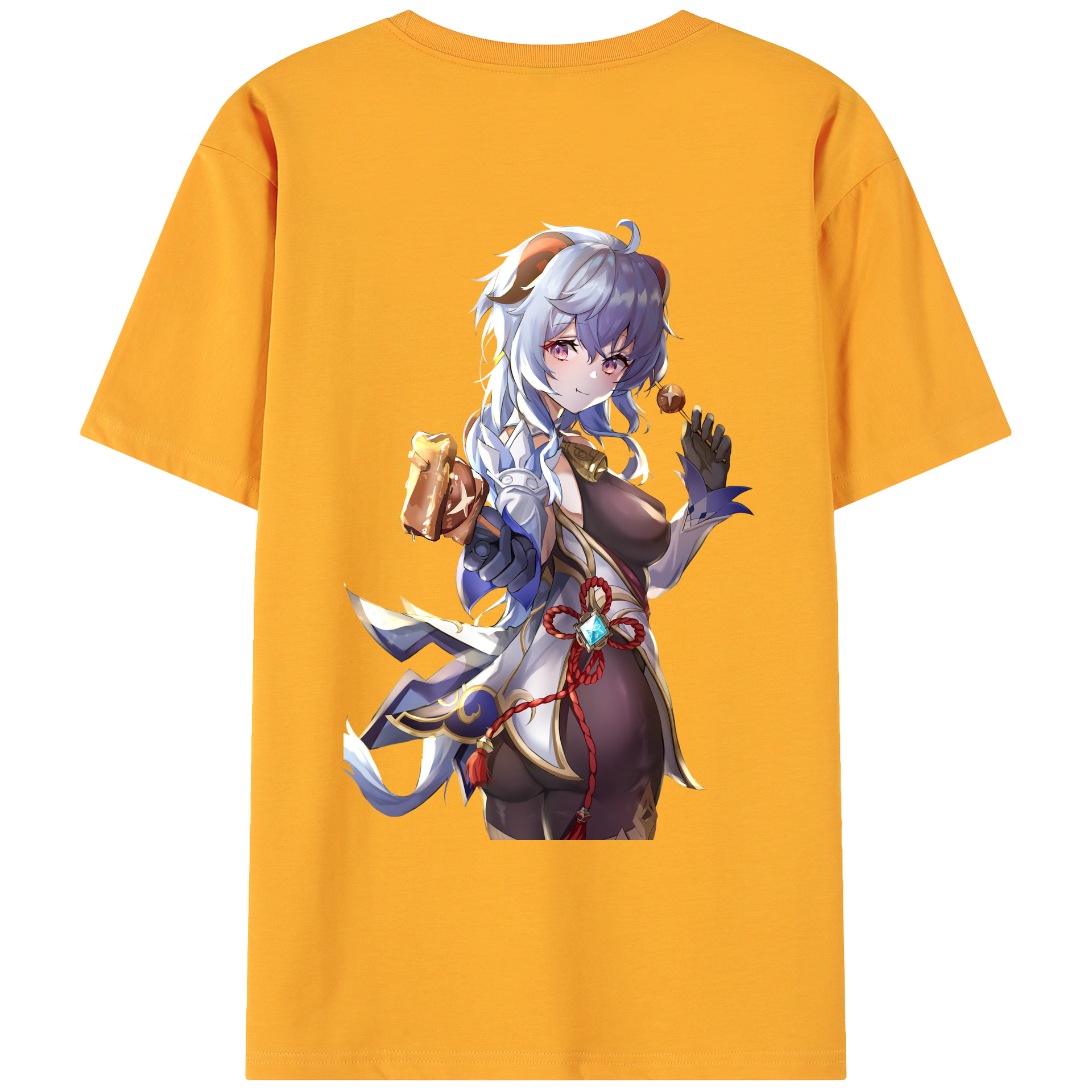 げんし神 甘雨 かんう genshin Ganyu 綿100％ メンズ半袖Tシャツ（バックプリント） 通気性