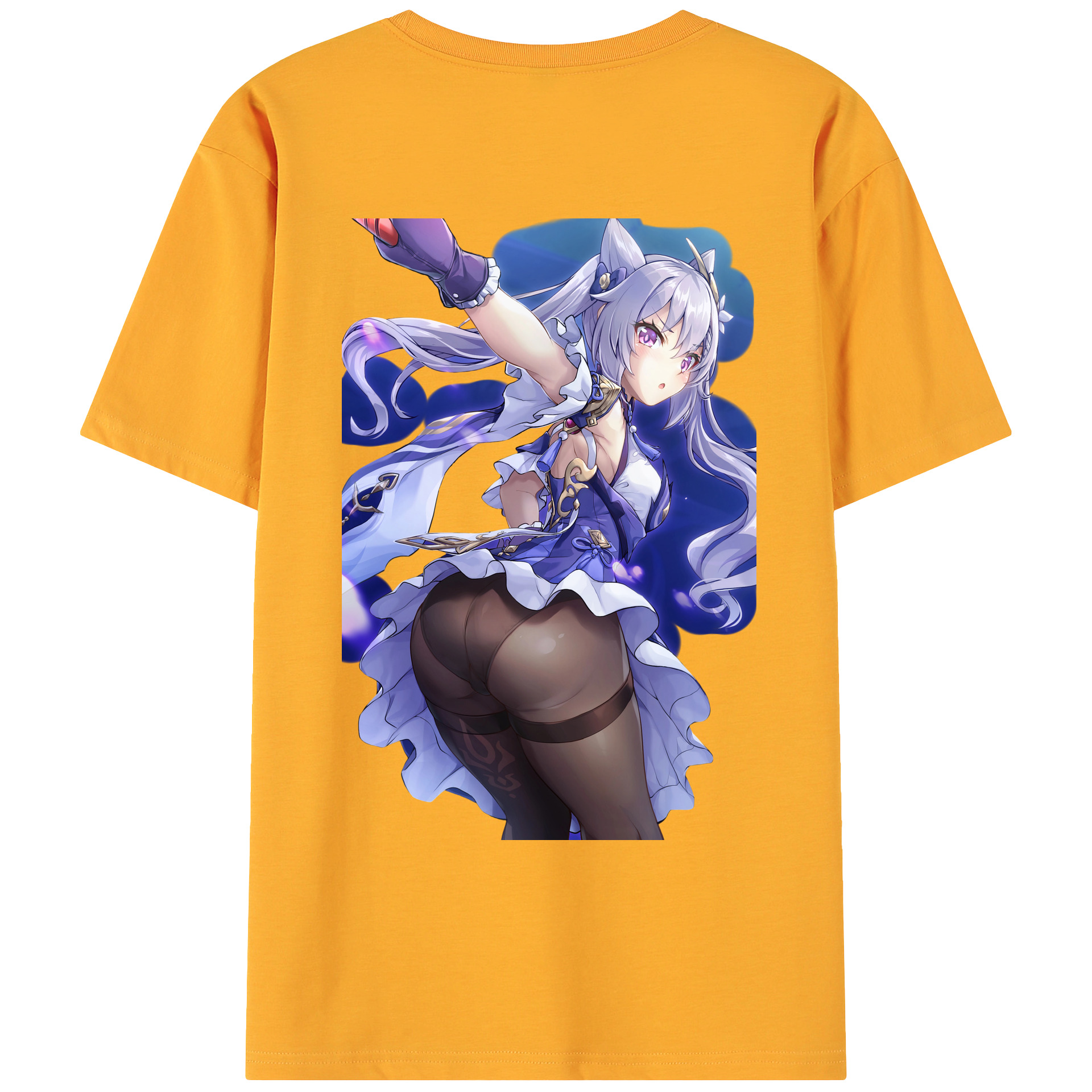 げんし神 刻晴 こくせい genshin Kokusei 綿100％ メンズ半袖Tシャツ（バックプリント） 通気性