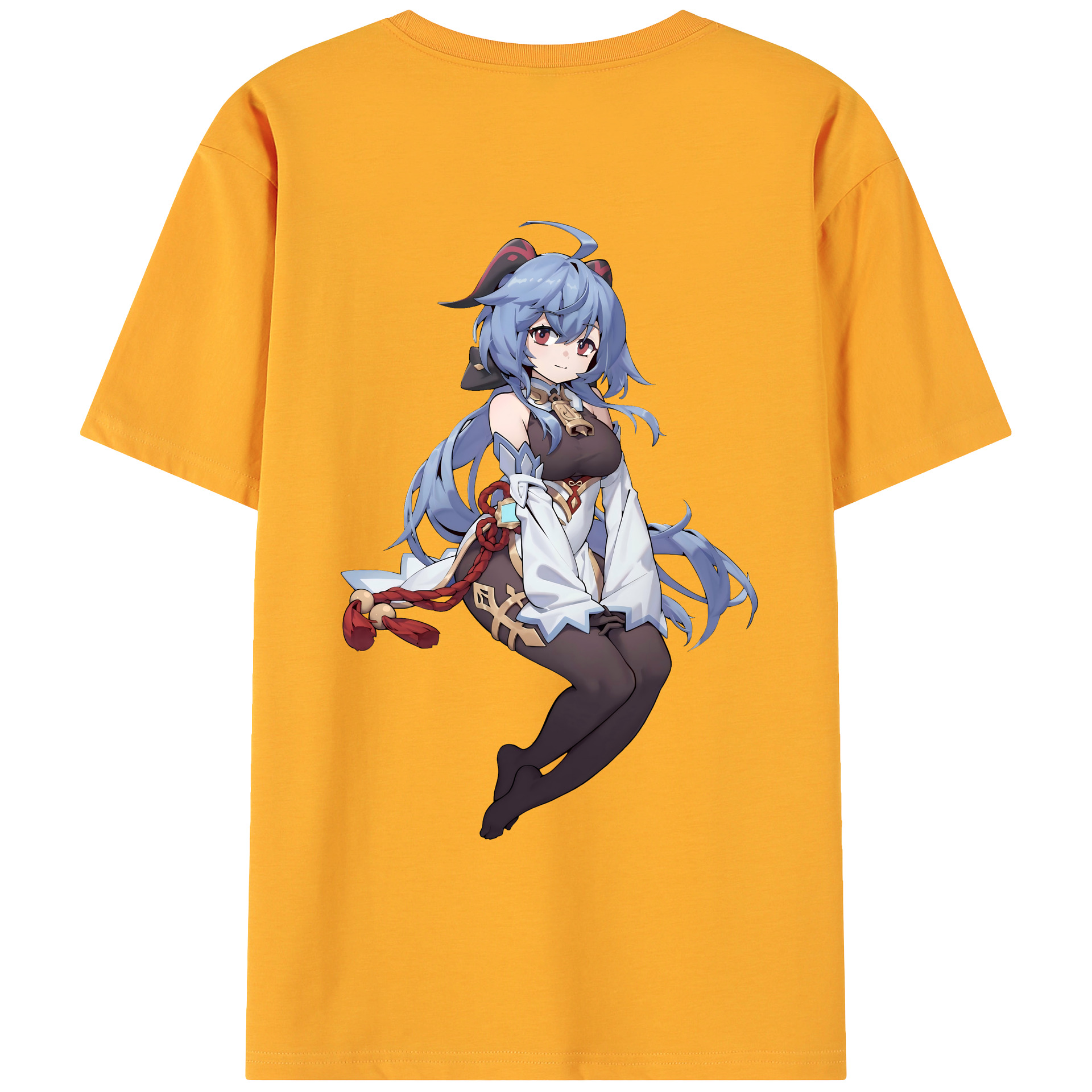 げんし神 甘雨 かんう genshin Ganyu 綿100％ メンズ半袖Tシャツ（バックプリント） 通気性