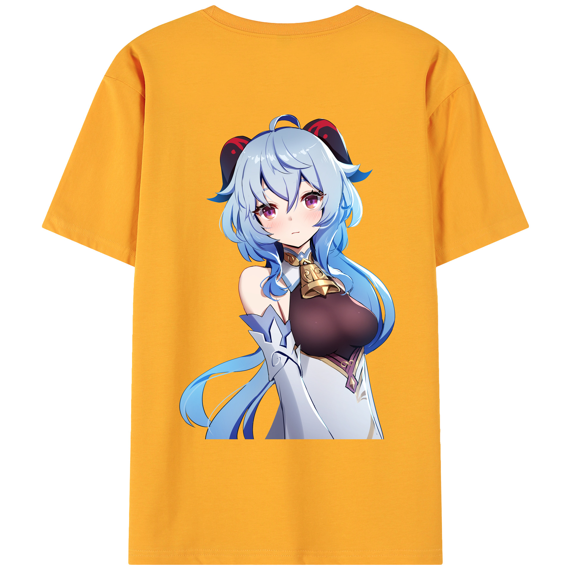 げんし神 甘雨 かんう genshin Ganyu 綿100％ メンズ半袖Tシャツ（バックプリント） 通気性