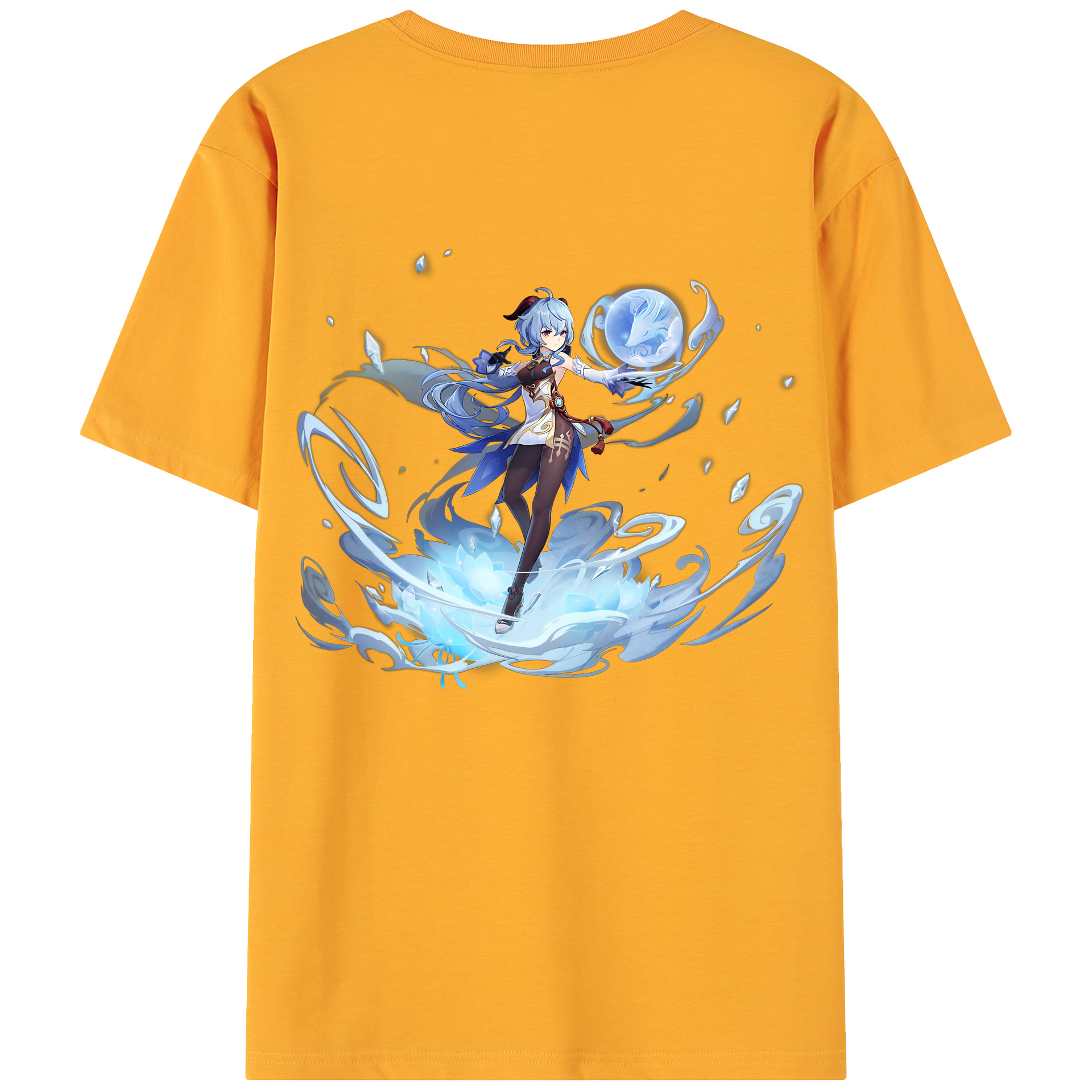 げんし神 甘雨 かんう genshin Ganyu 綿100％ メンズ半袖Tシャツ（バックプリント） 通気性