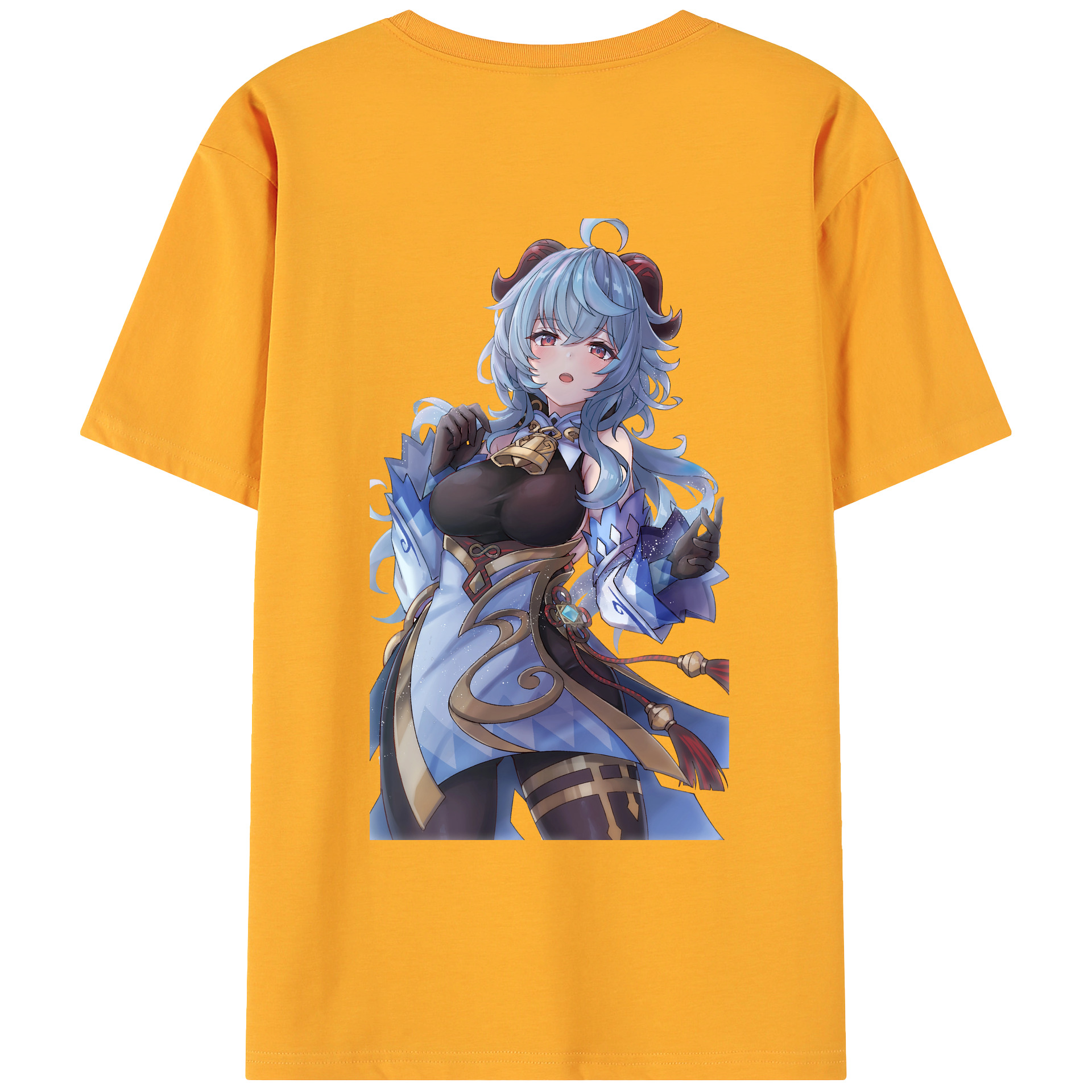 げんし神 甘雨 かんう genshin Ganyu 綿100％ メンズ半袖Tシャツ（バックプリント） 通気性
