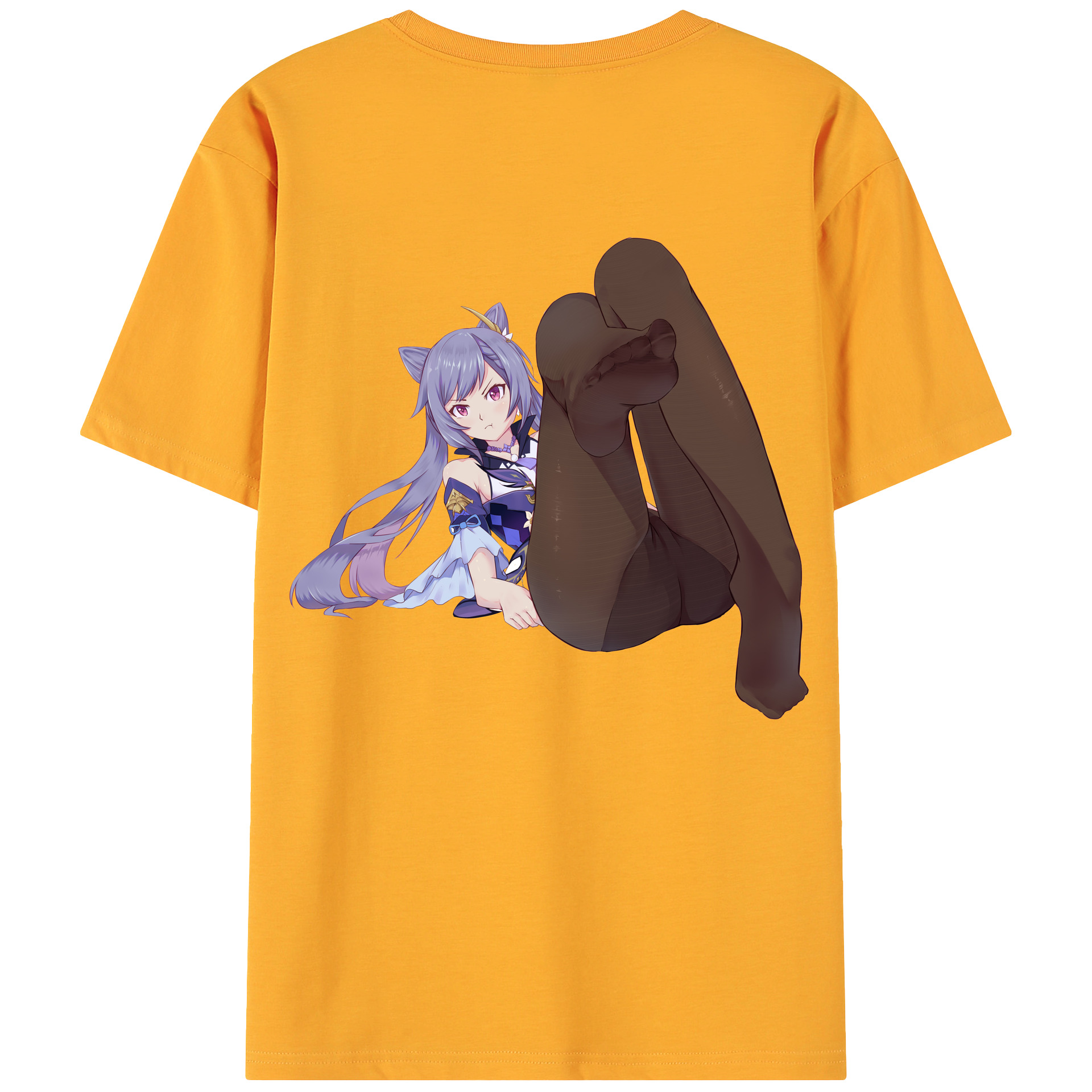 げんし神 刻晴 こくせい genshin Kokusei 綿100％ メンズ半袖Tシャツ（バックプリント） 通気性