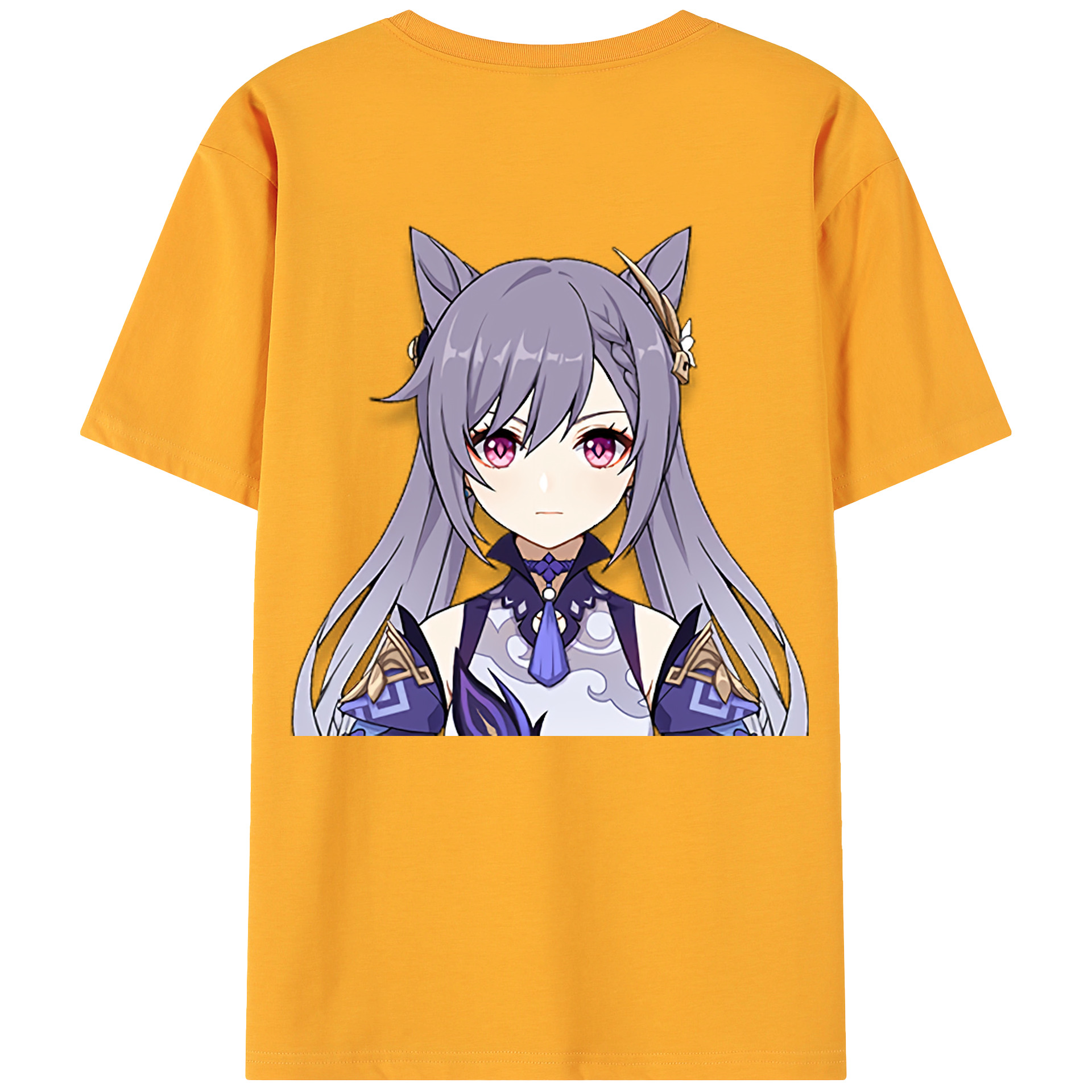 げんし神 刻晴 こくせい genshin Kokusei 綿100％ メンズ半袖Tシャツ（バックプリント） 通気性