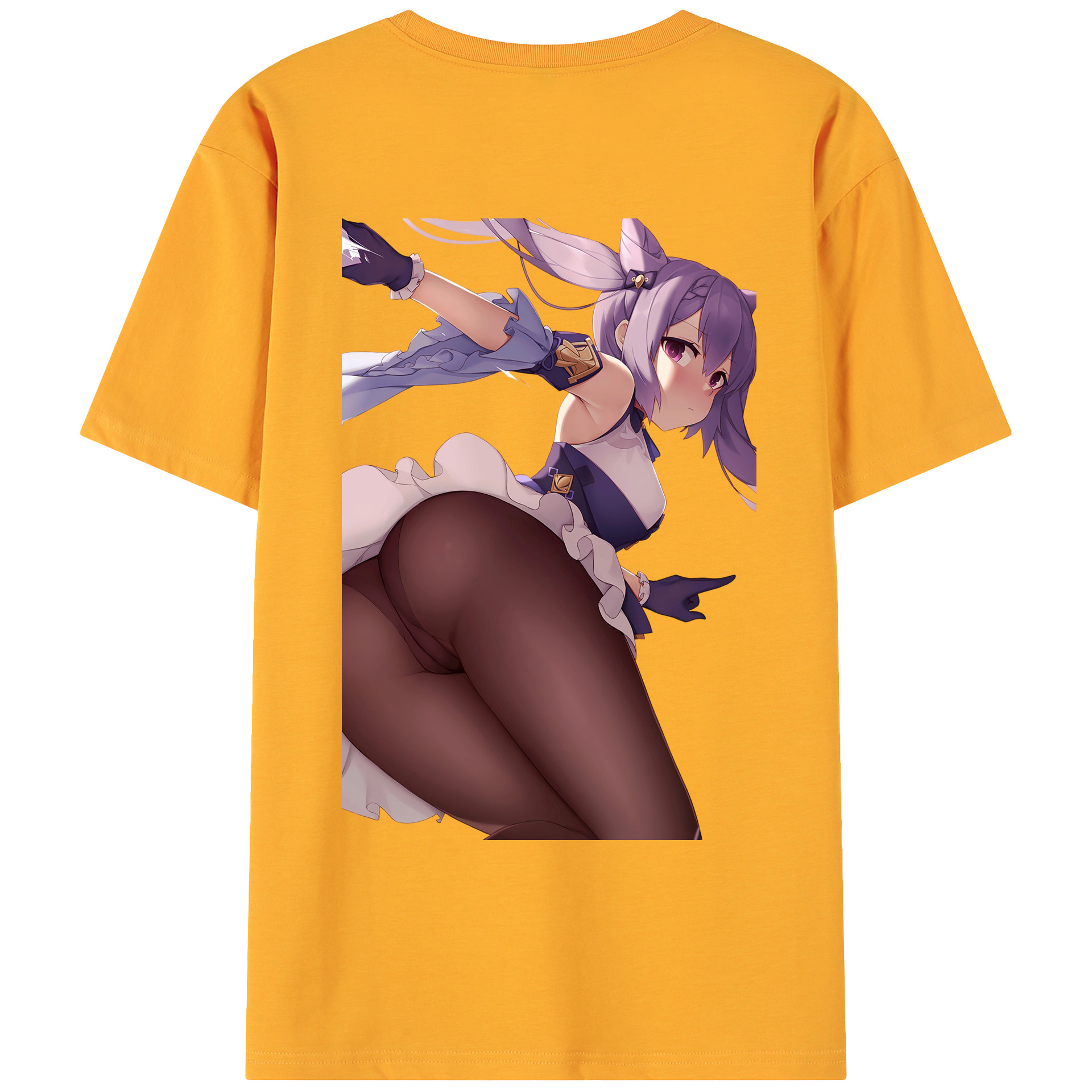 げんし神 刻晴 こくせい genshin Kokusei 綿100％ メンズ半袖Tシャツ（バックプリント） 通気性