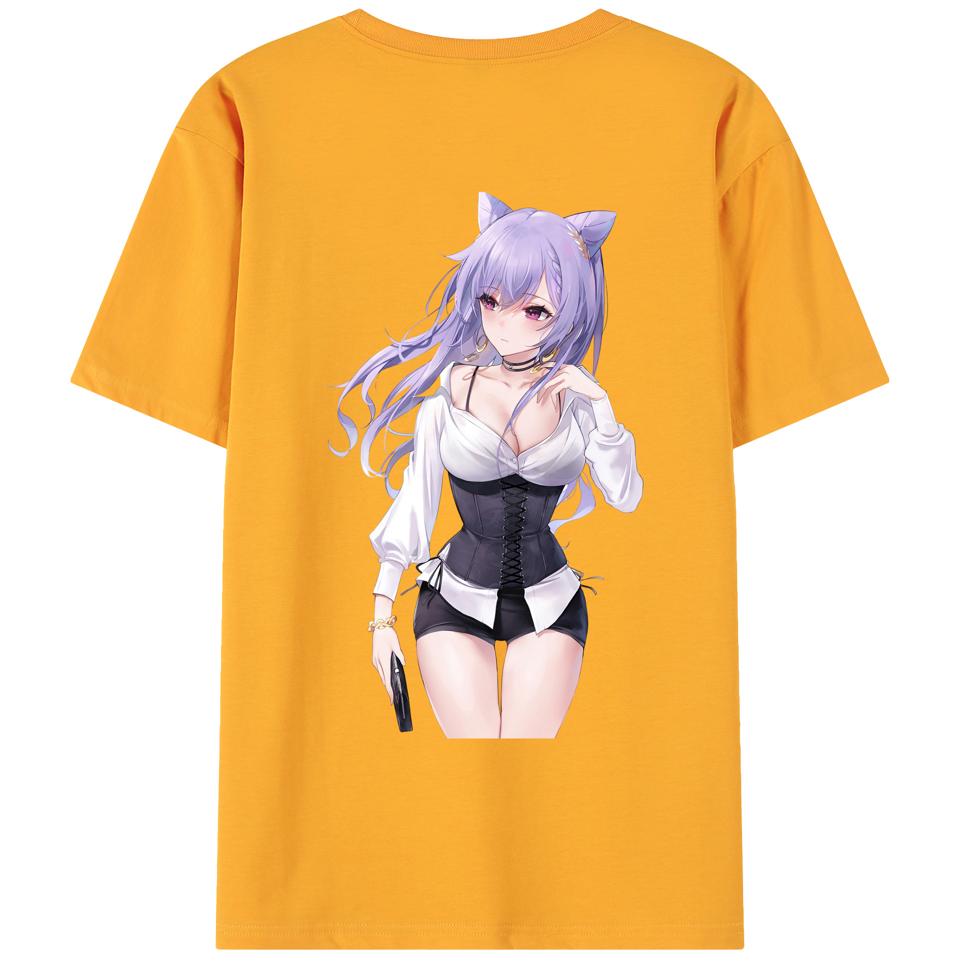 げんし神 刻晴 こくせい genshin Kokusei 綿100％ メンズ半袖Tシャツ（バックプリント） 通気性