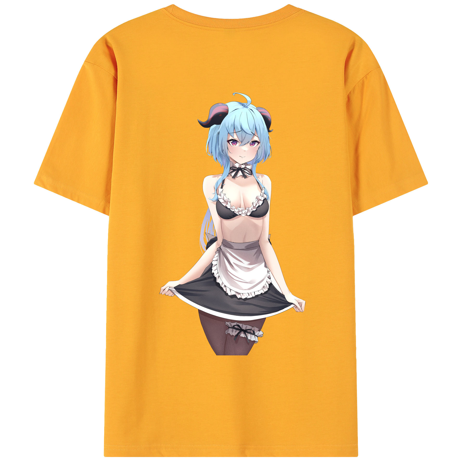 げんし神 甘雨 かんう genshin Ganyu 綿100％ メンズ半袖Tシャツ（バックプリント） 通気性