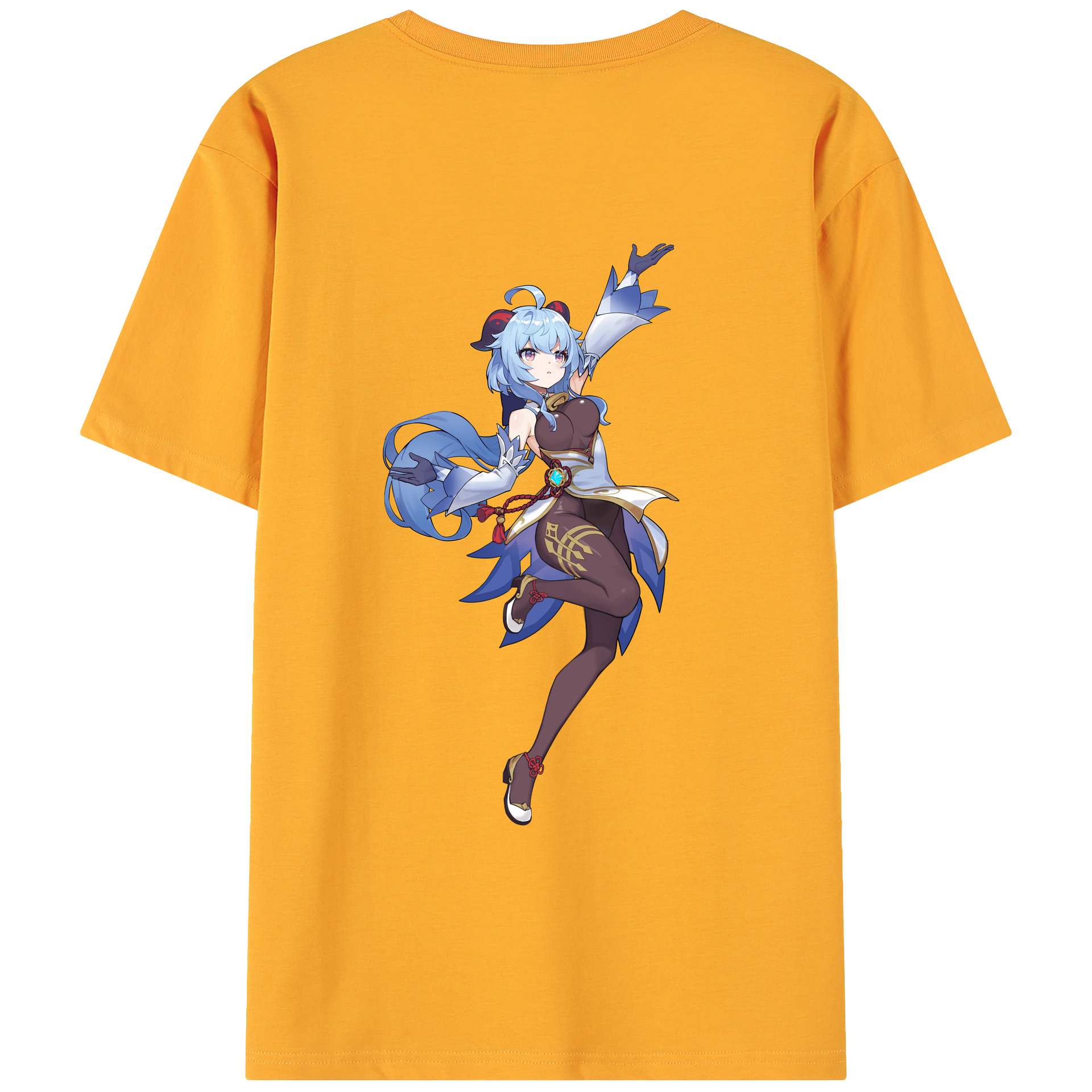 げんし神 甘雨 かんう genshin Ganyu 綿100％ メンズ半袖Tシャツ（バックプリント） 通気性