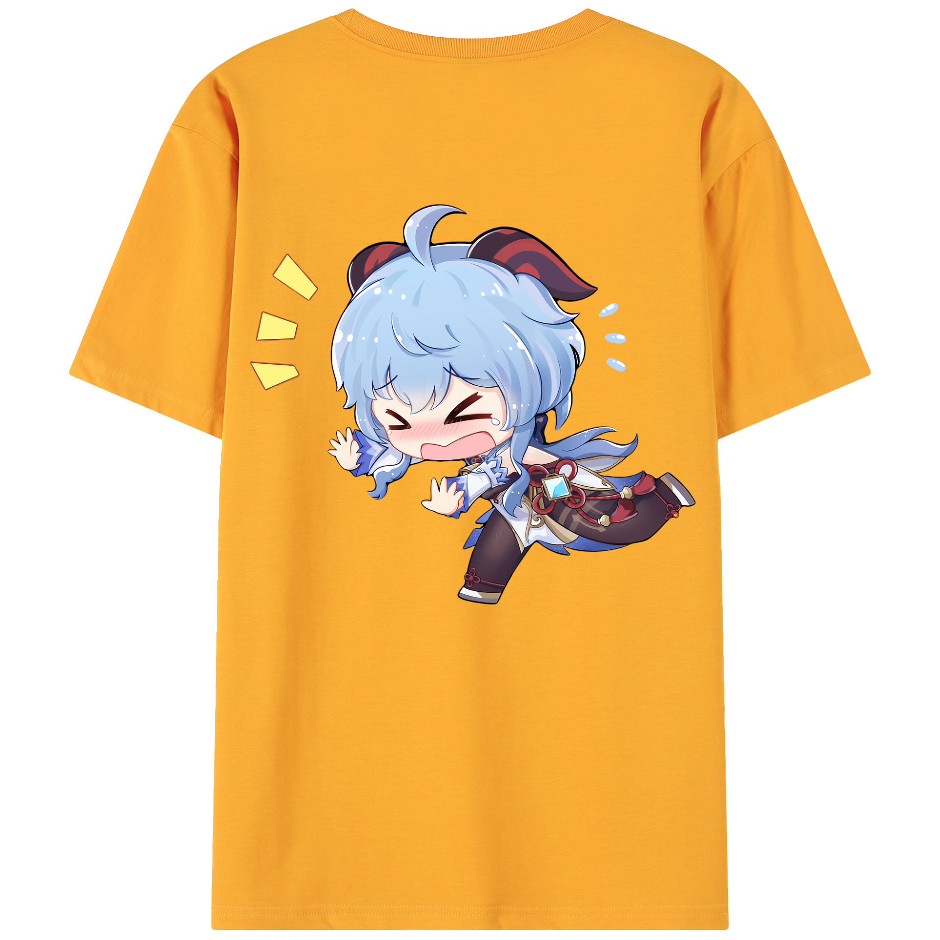 げんし神 甘雨 かんう genshin Ganyu 綿100％ メンズ半袖Tシャツ（バックプリント） 通気性