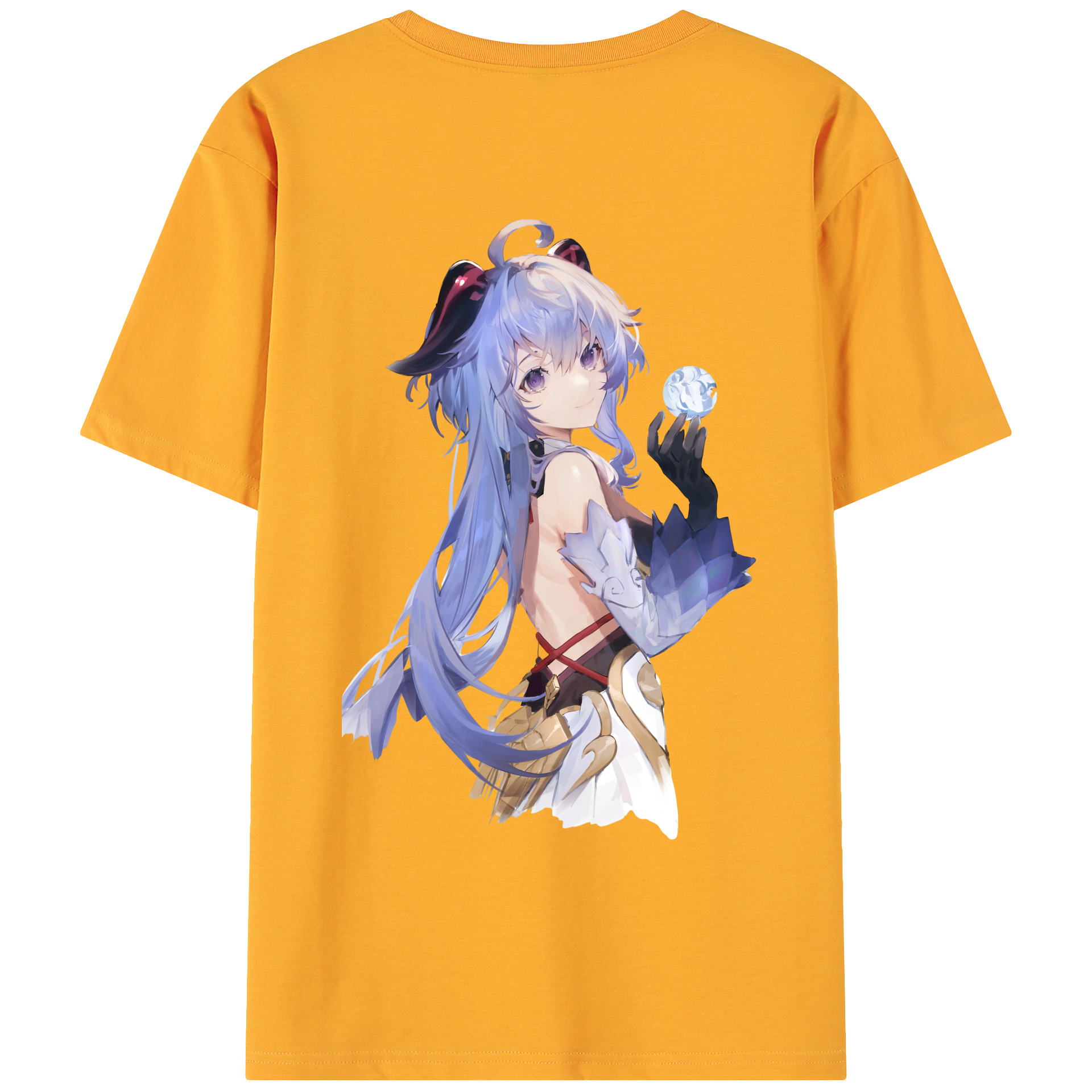 げんし神 甘雨 かんう genshin Ganyu 綿100％ メンズ半袖Tシャツ（バックプリント） 通気性