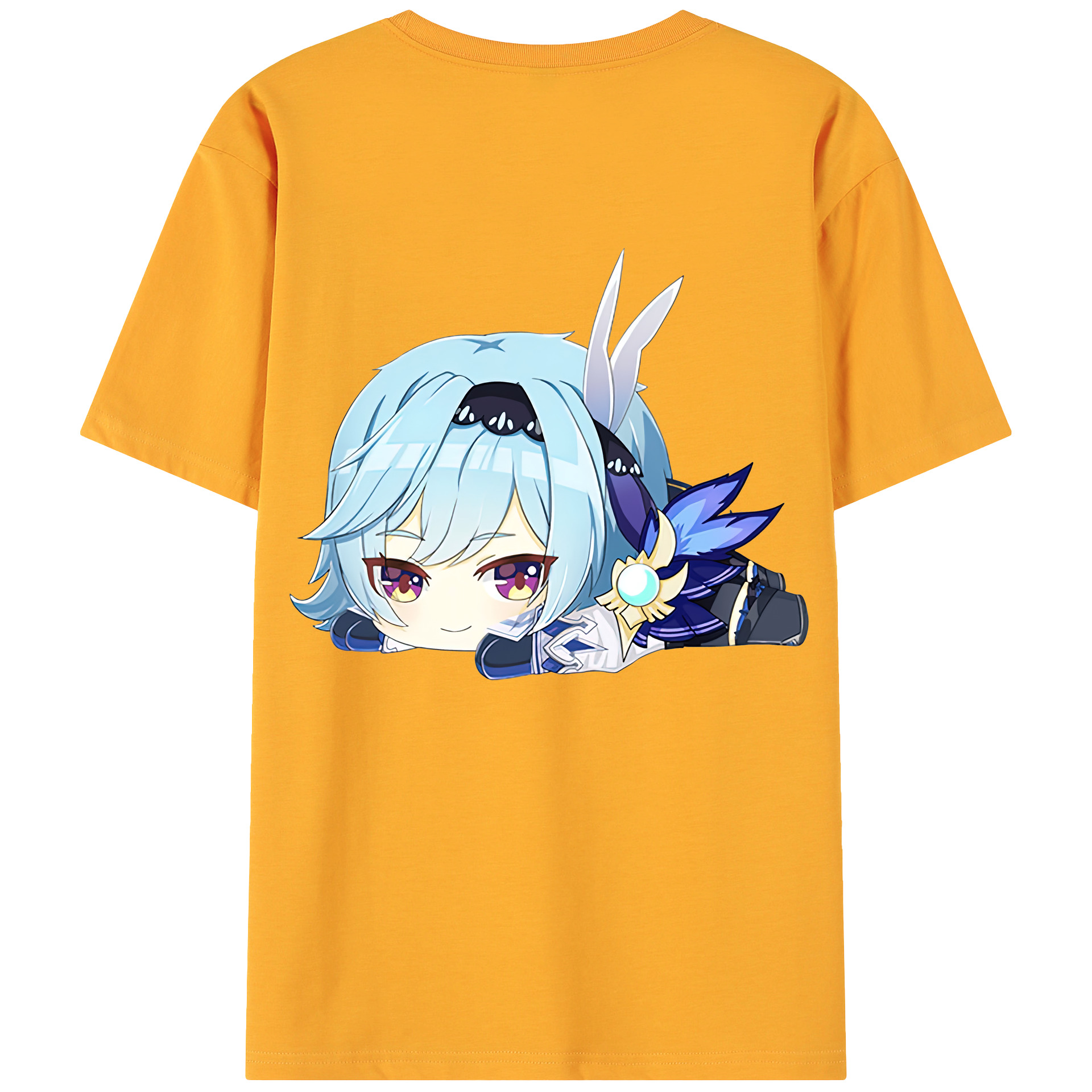 げんし神 优菈 ゆうら genshin Yūra 綿100％ メンズ半袖Tシャツ（バックプリント） 通気性