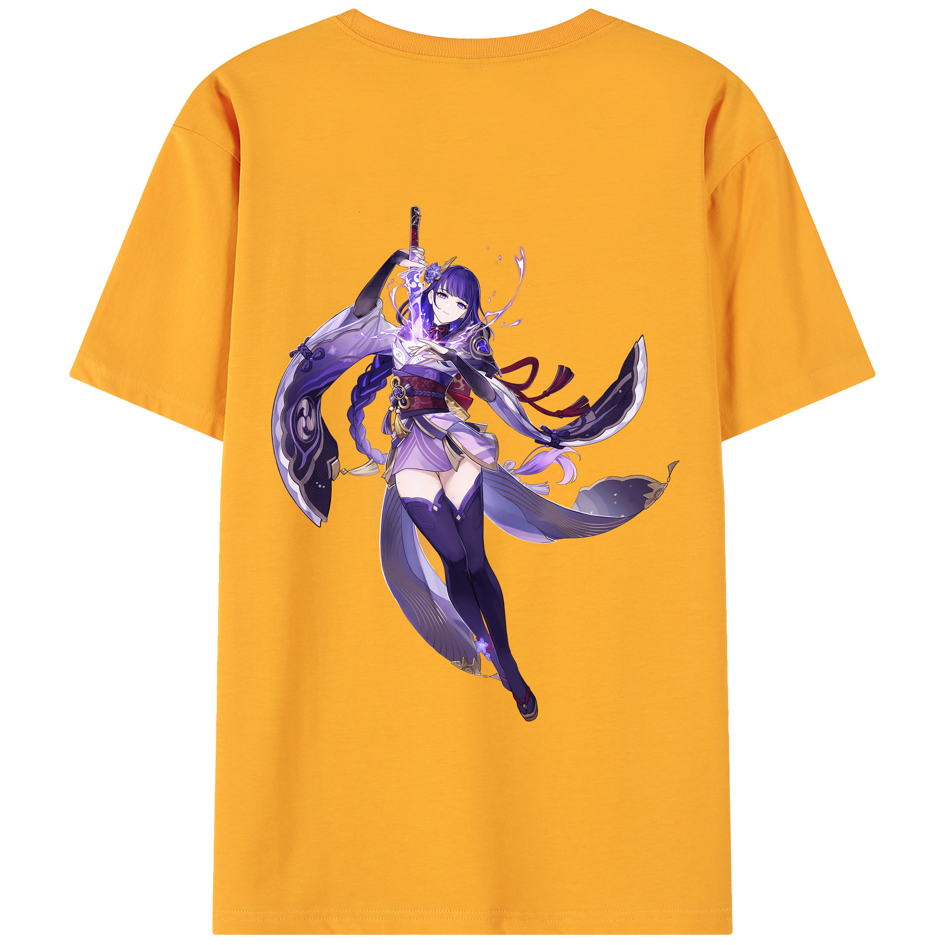 げんし神 雷電将軍 らいでんしょうぐん genshin Raiden Shogun 綿100％ メンズ半袖Tシャツ（バックプリント） 通気性