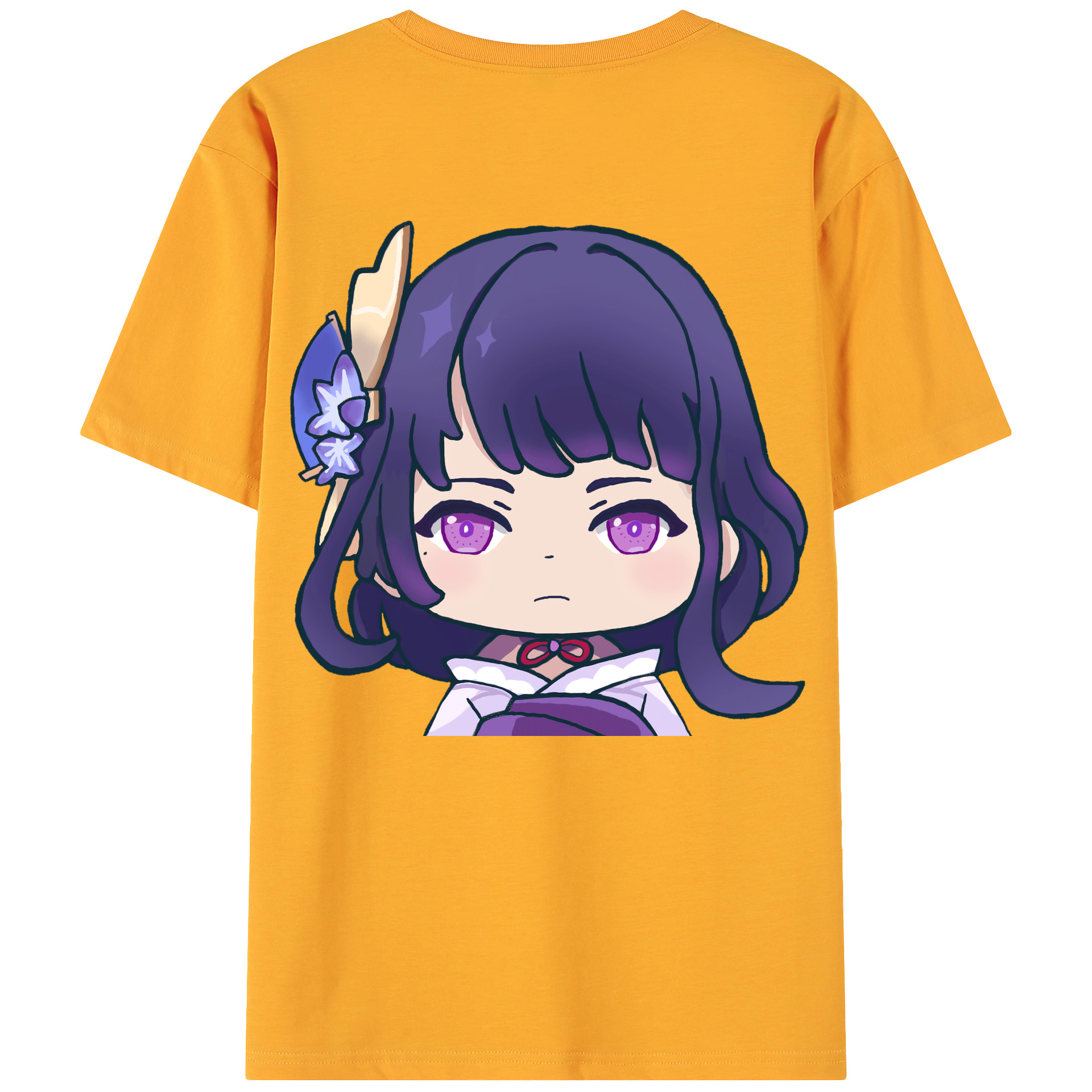 げんし神 雷電将軍 らいでんしょうぐん genshin Raiden Shogun 綿100％ メンズ半袖Tシャツ（バックプリント） 通気性