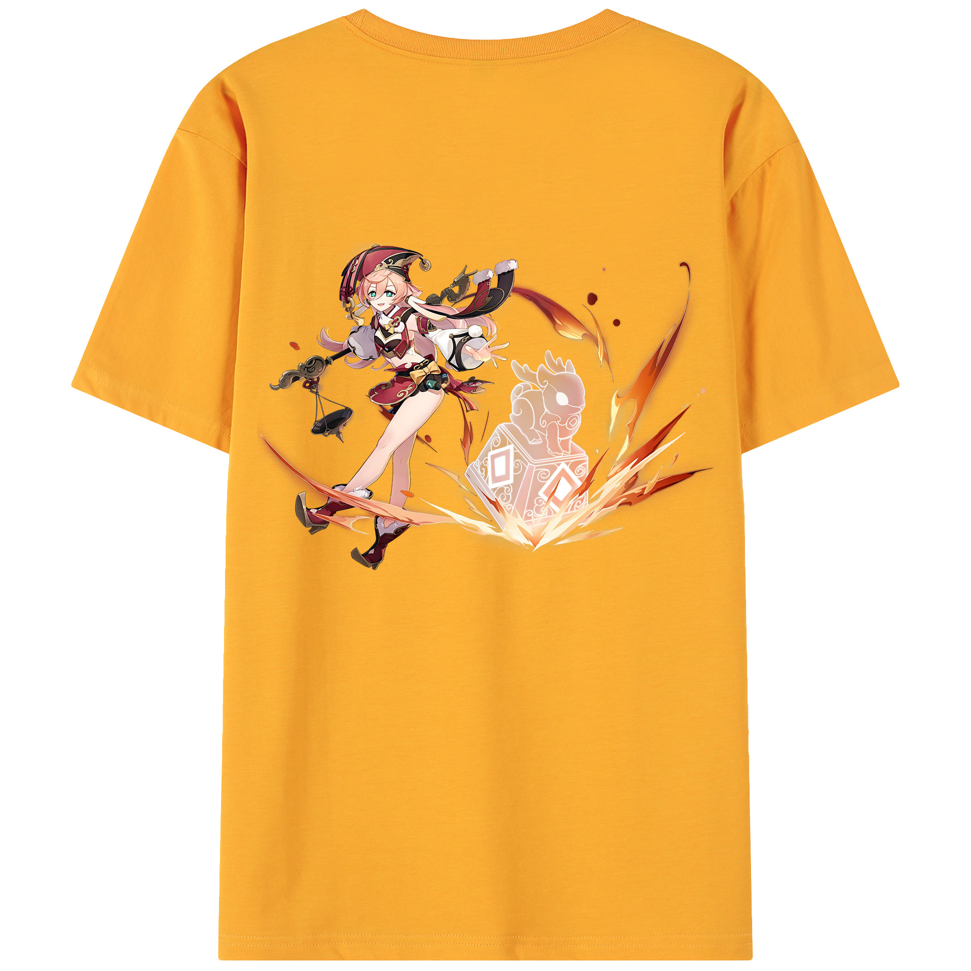 げんし神 ヤンフェイ genshin Yanfei 綿100％ メンズ半袖Tシャツ（バックプリント） 通気性