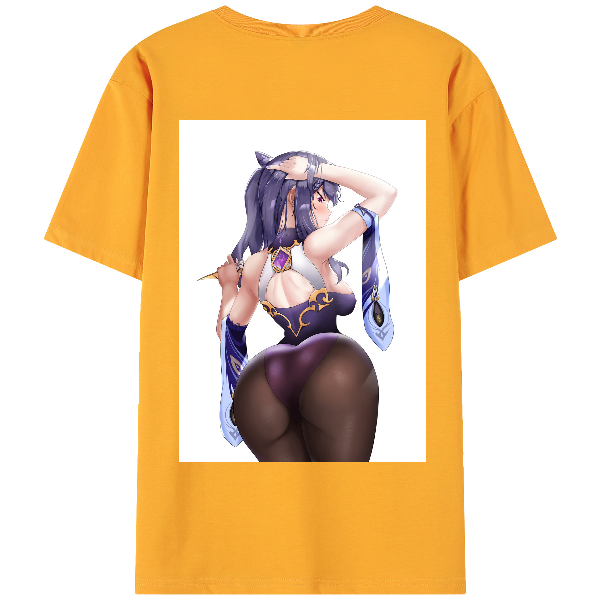 げんし神 刻晴 こくせい genshin Kokusei 綿100％ メンズ半袖Tシャツ（バックプリント） 通気性