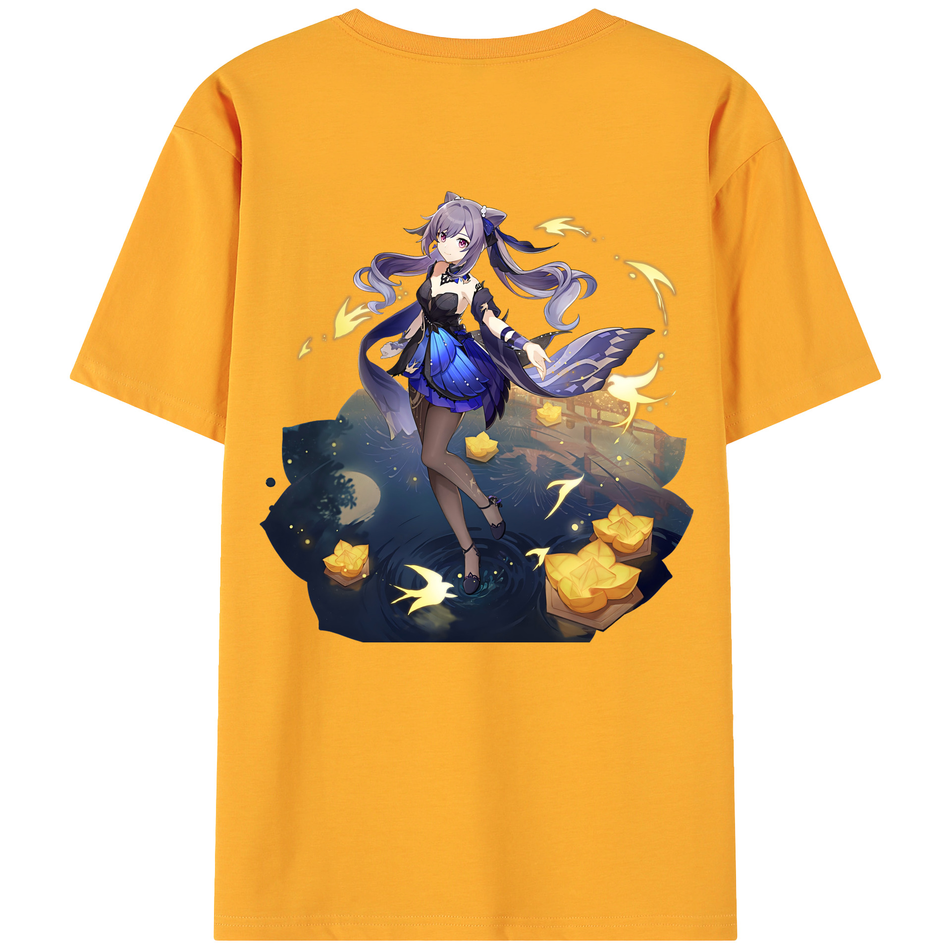げんし神 刻晴 こくせい genshin Kokusei 綿100％ メンズ半袖Tシャツ（バックプリント） 通気性