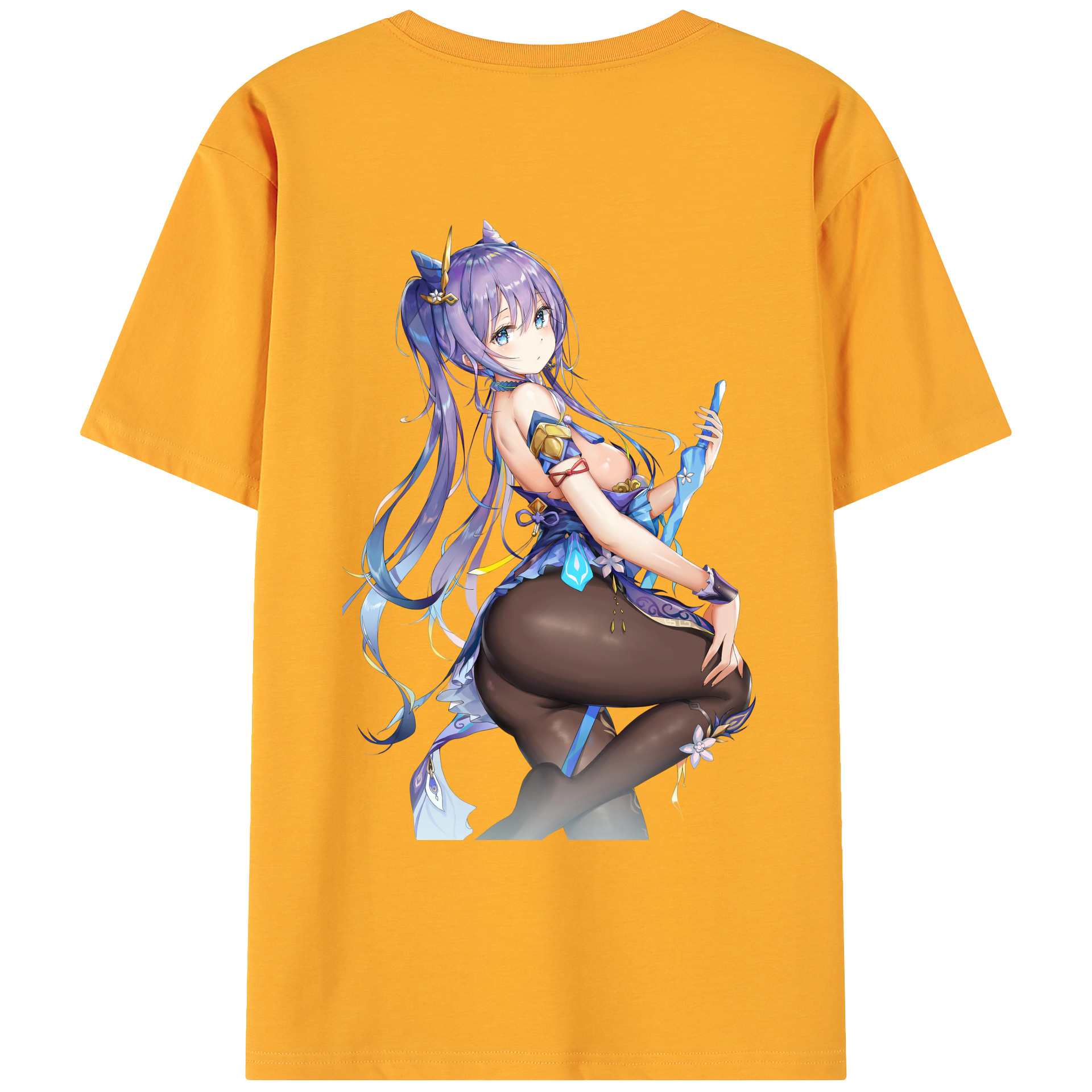 げんし神 刻晴 こくせい genshin Kokusei 綿100％ メンズ半袖Tシャツ（バックプリント） 通気性