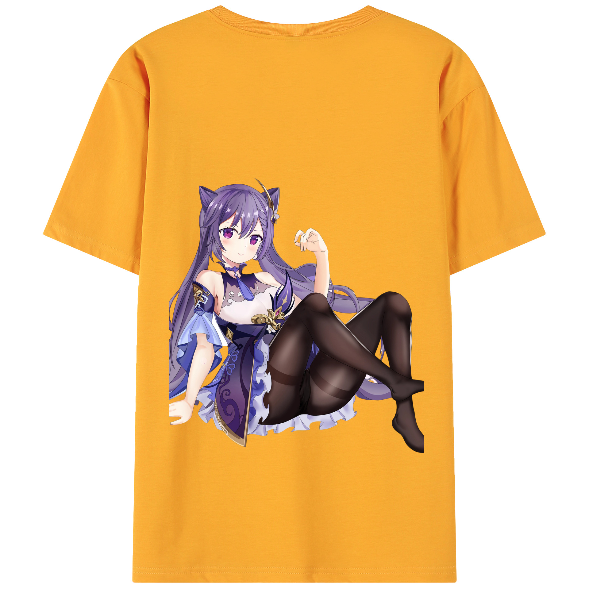 げんし神 刻晴 こくせい genshin Kokusei 綿100％ メンズ半袖Tシャツ（バックプリント） 通気性
