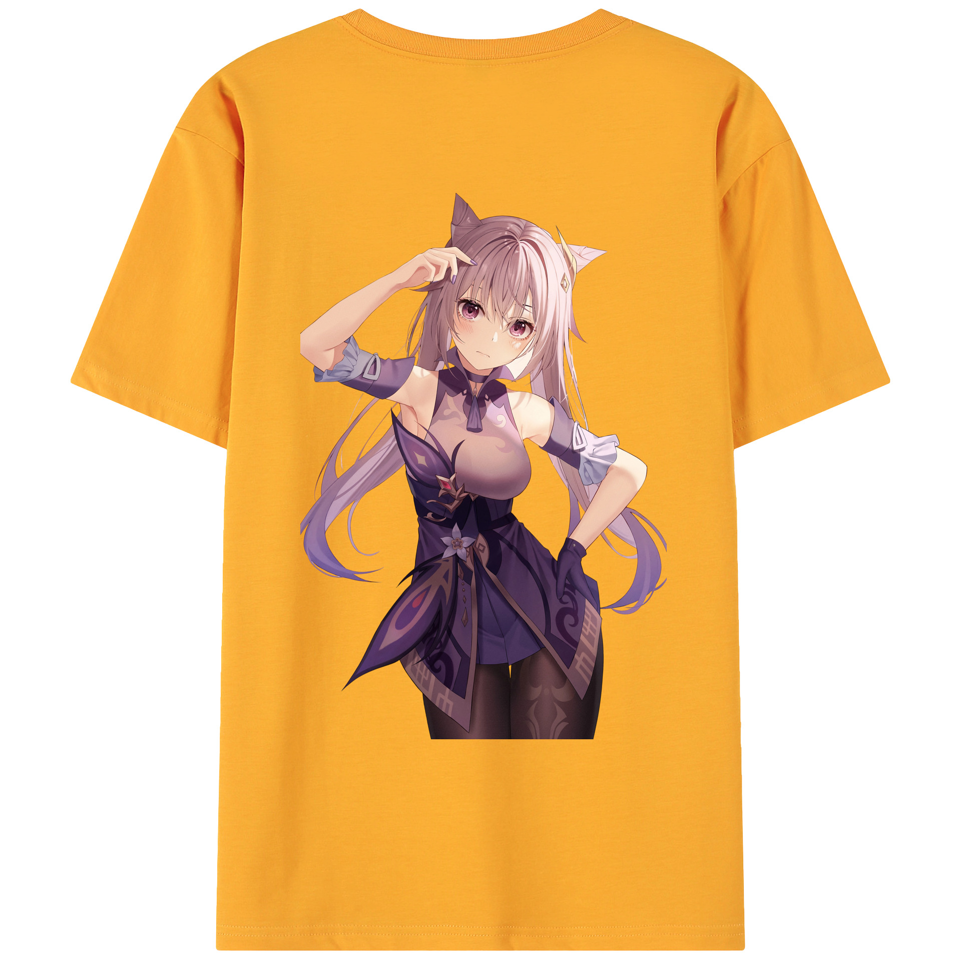 げんし神 刻晴 こくせい genshin Kokusei 綿100％ メンズ半袖Tシャツ（バックプリント） 通気性
