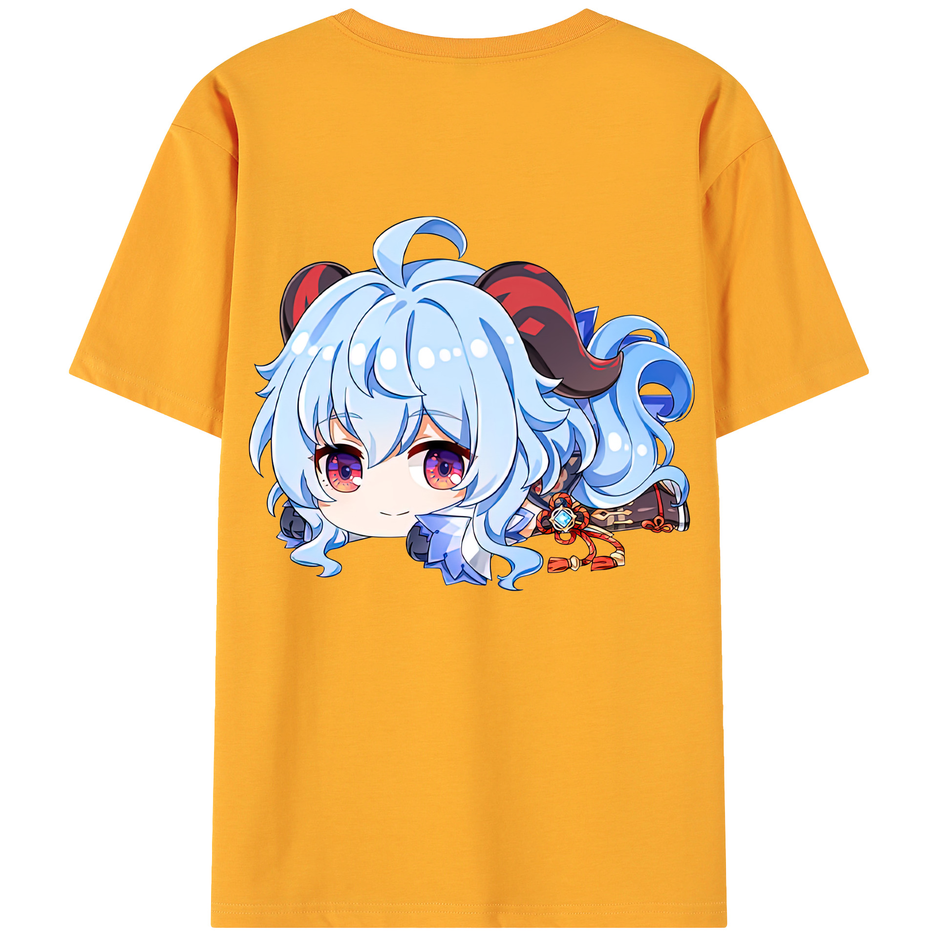 げんし神 甘雨 かんう genshin Ganyu 綿100％ メンズ半袖Tシャツ（バックプリント） 通気性