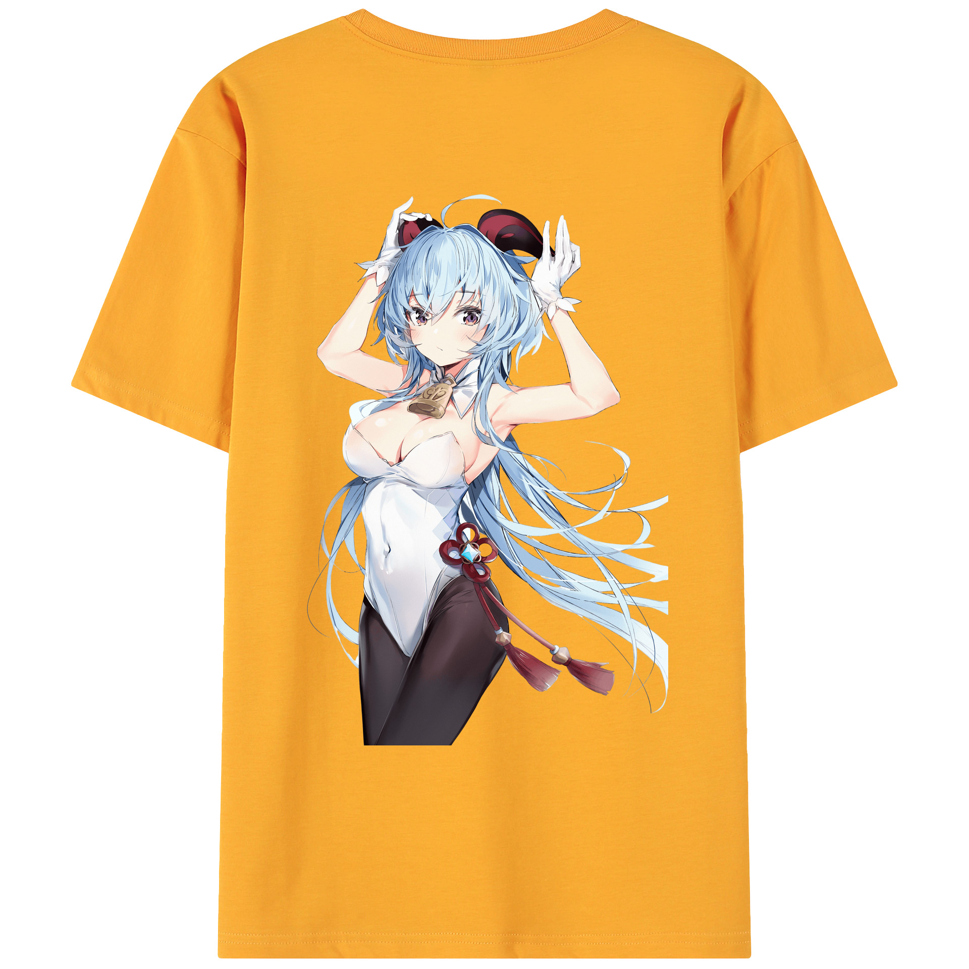 げんし神 甘雨 かんう genshin Ganyu 綿100％ メンズ半袖Tシャツ（バックプリント） 通気性