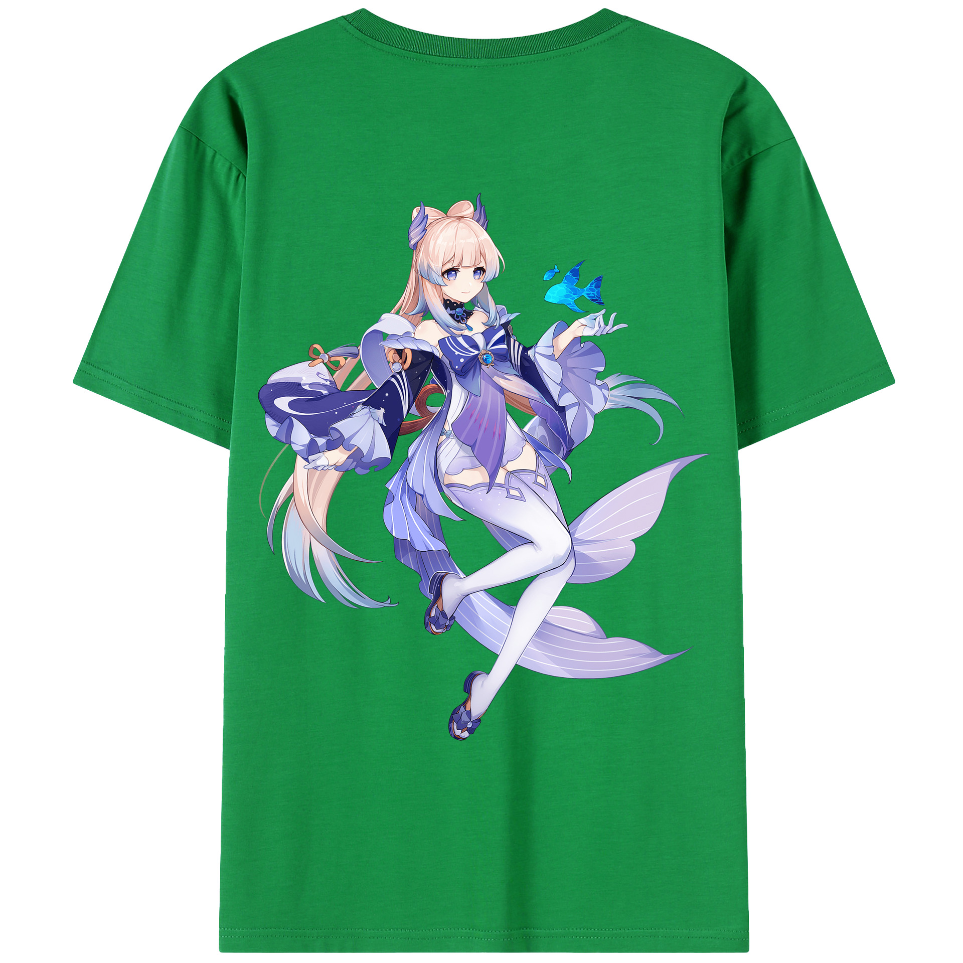 げんし神 珊瑚宮心海 サンゴノミヤ・ココミ genshin Sangonomiya Kokomi 綿100％ メンズ半袖Tシャツ（バックプリント） 通気性