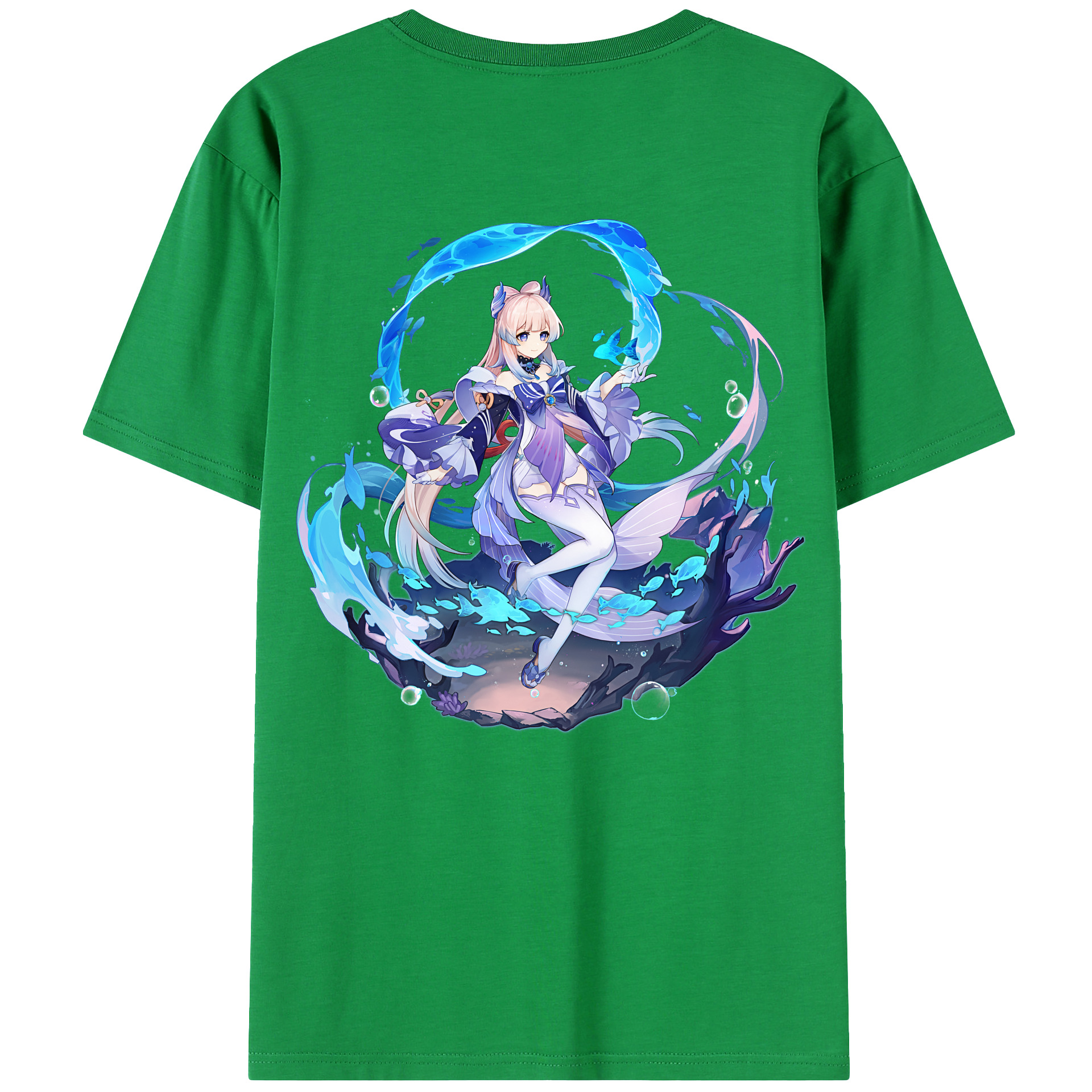 げんし神 珊瑚宮心海 サンゴノミヤ・ココミ genshin Sangonomiya Kokomi 綿100％ メンズ半袖Tシャツ（バックプリント） 通気性
